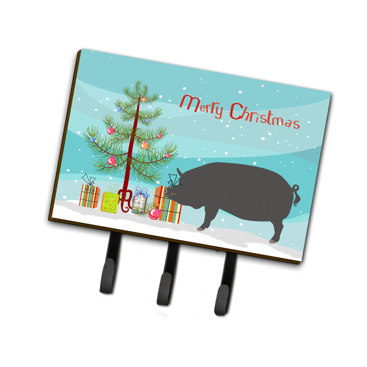 Caroline'S Treasures Berkshire Pig Christmas Wall Hook, Triple, Multicolor
