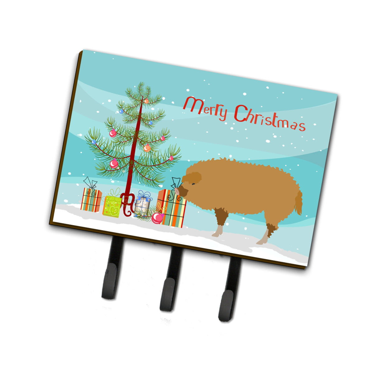 Caroline'S Treasures Hungarian Mangalica Pig Christmas Wall Hook, Triple, Multicolor