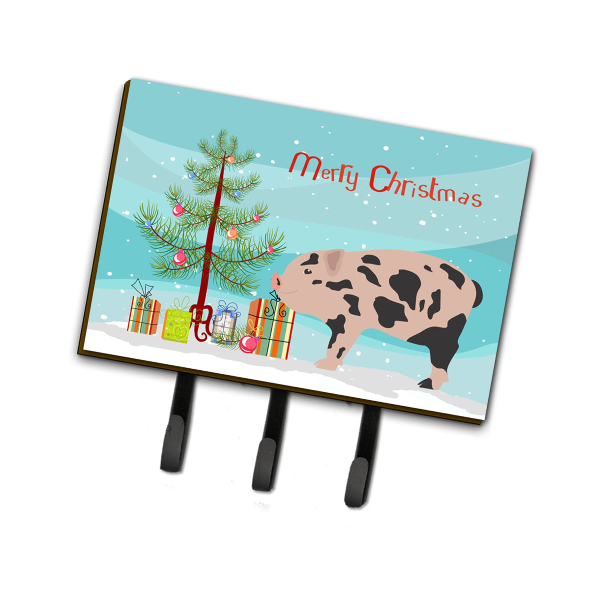 Caroline'S Treasures Mini Miniature Pig Christmas Wall Hook, Triple, Multicolor