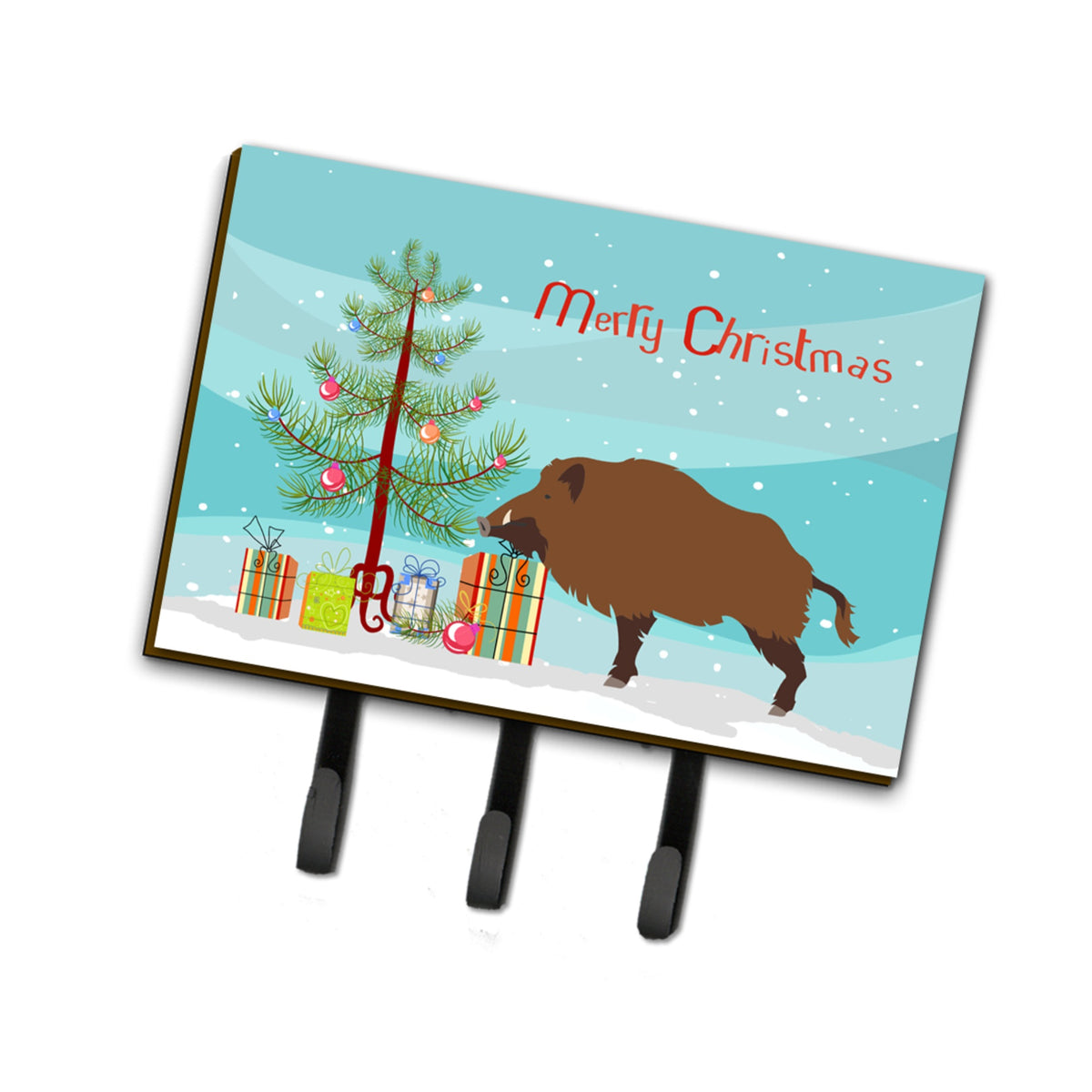 Caroline'S Treasures Wild Boar Pig Christmas Wall Hook, Triple, Multicolor