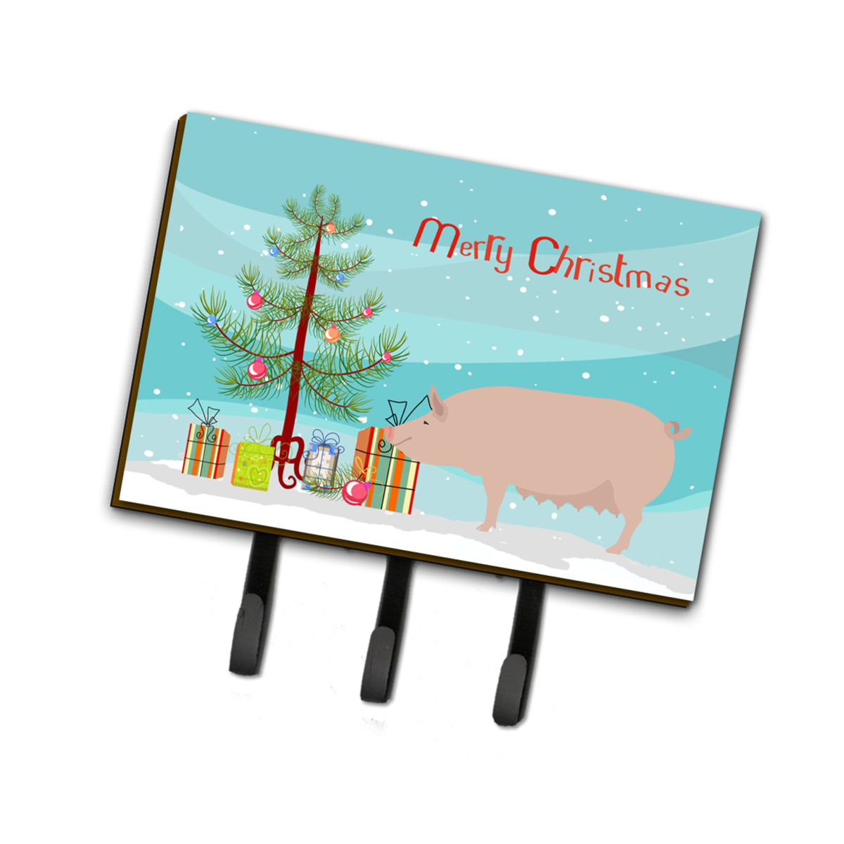 Caroline'S Treasures English Large White Pig Christmas Wall Hook, Triple