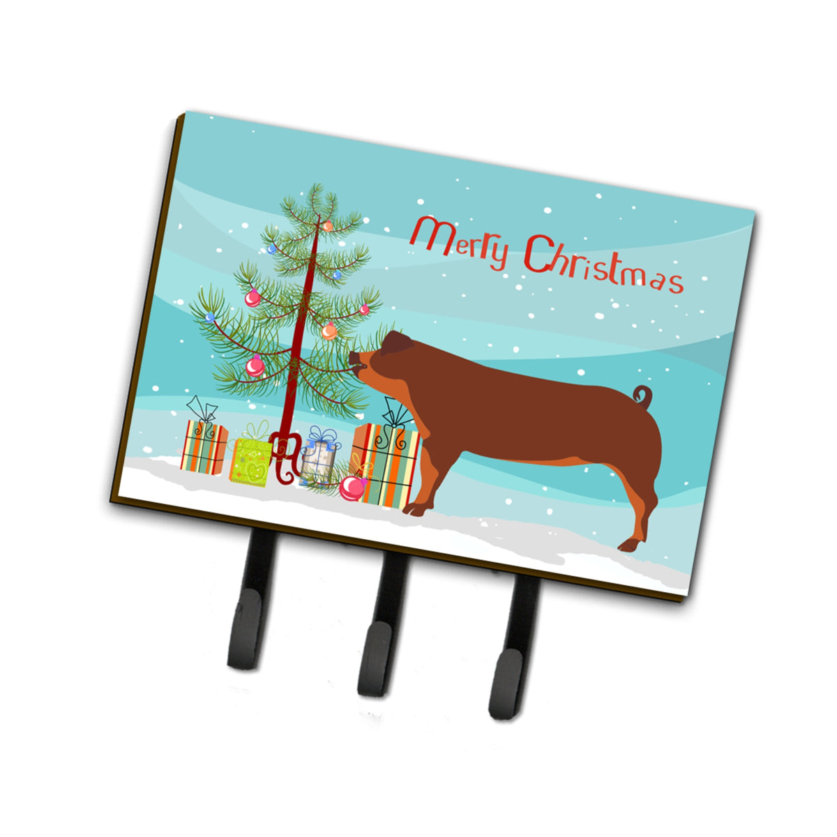 Caroline'S Treasures Duroc Pig Christmas Wall Hook, Triple, Multicolor