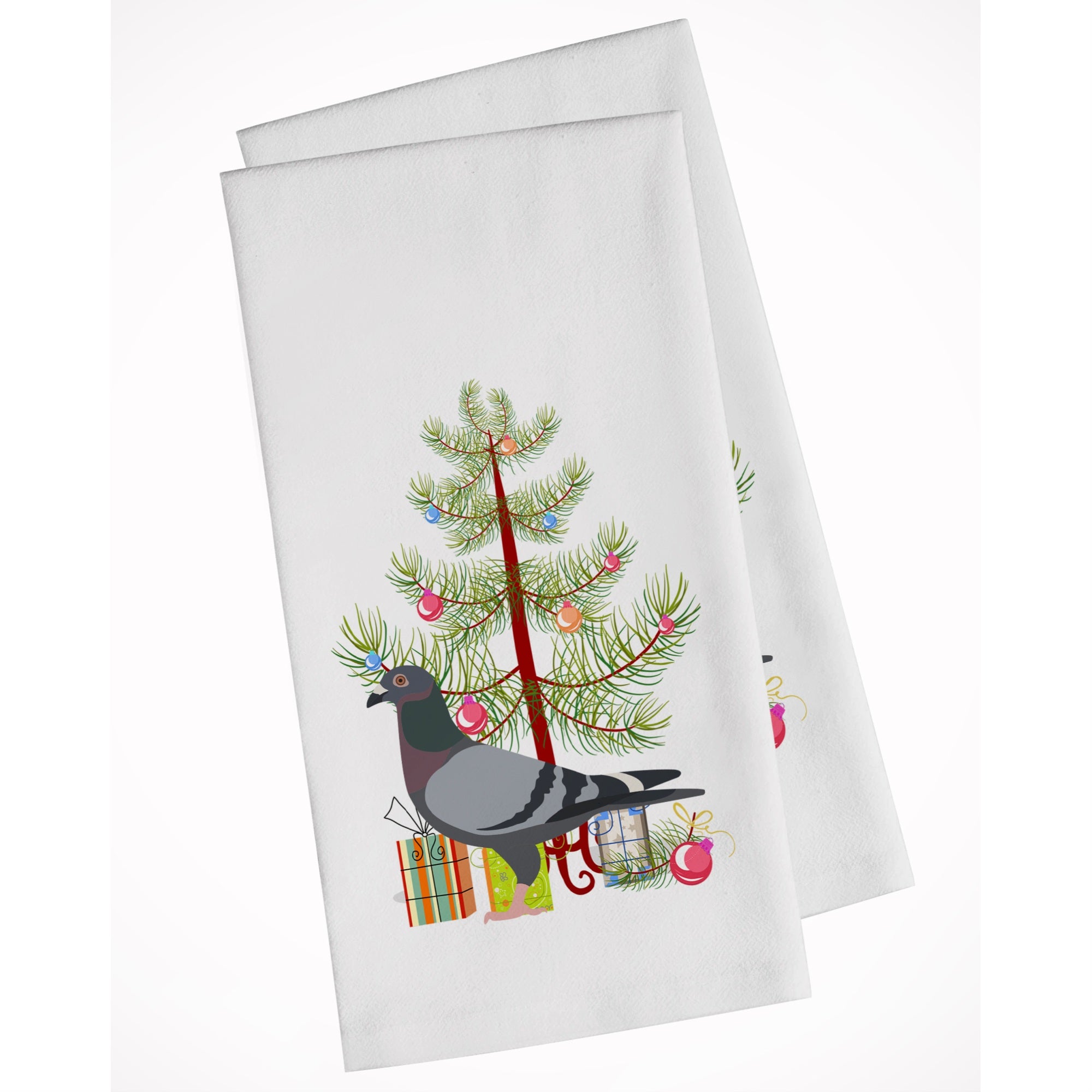 Racing Pigeon Christmas White Kitchen Towel Set Of 2