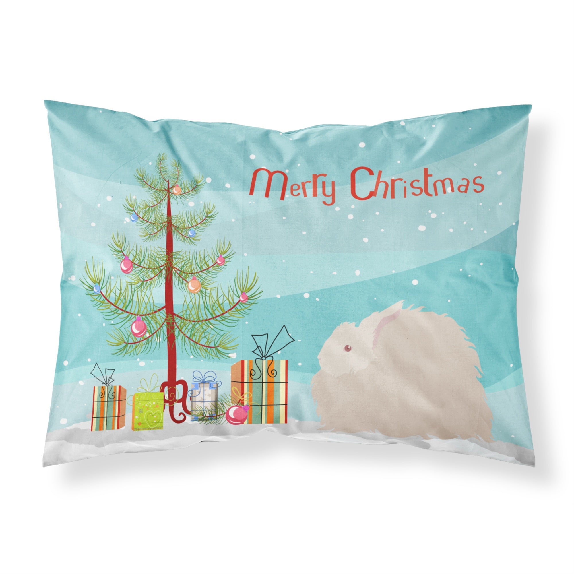 Caroline'S Treasures Fluffy Angora Rabbit Christmas Pillowcase, Standard, Multicolor