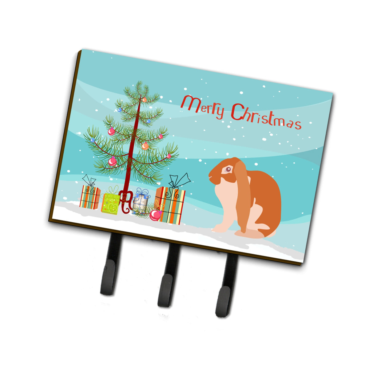 Caroline'S Treasures English Lop Rabbit Christmas Wall Hook, Triple, Multicolor