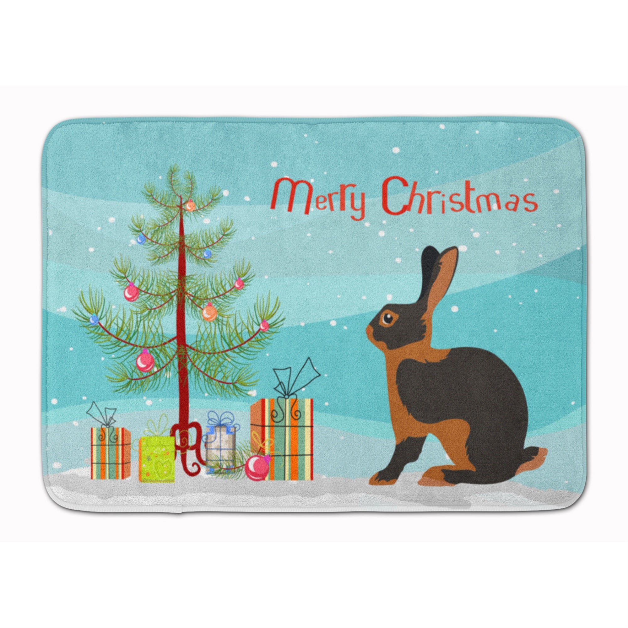 Caroline'S Treasures Tan Rabbit Christmas Floor Mat, 19 X 27, Multicolor