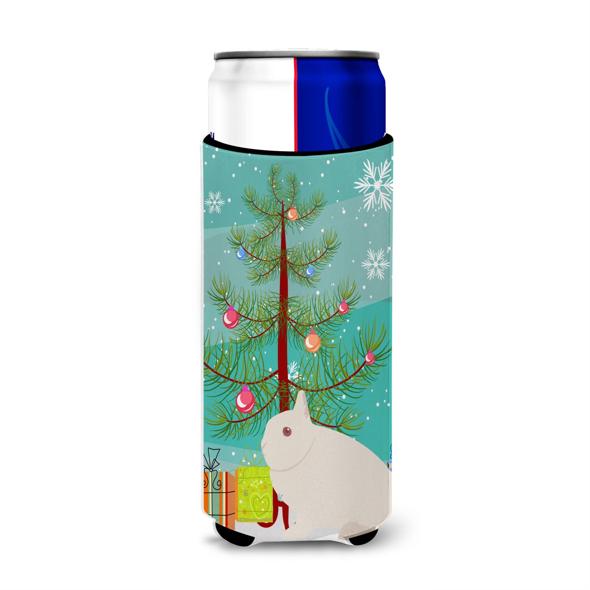 Caroline'S Treasures Hermelin Rabbit Christmas Decorative Can Hugger, Slim, Multicolor