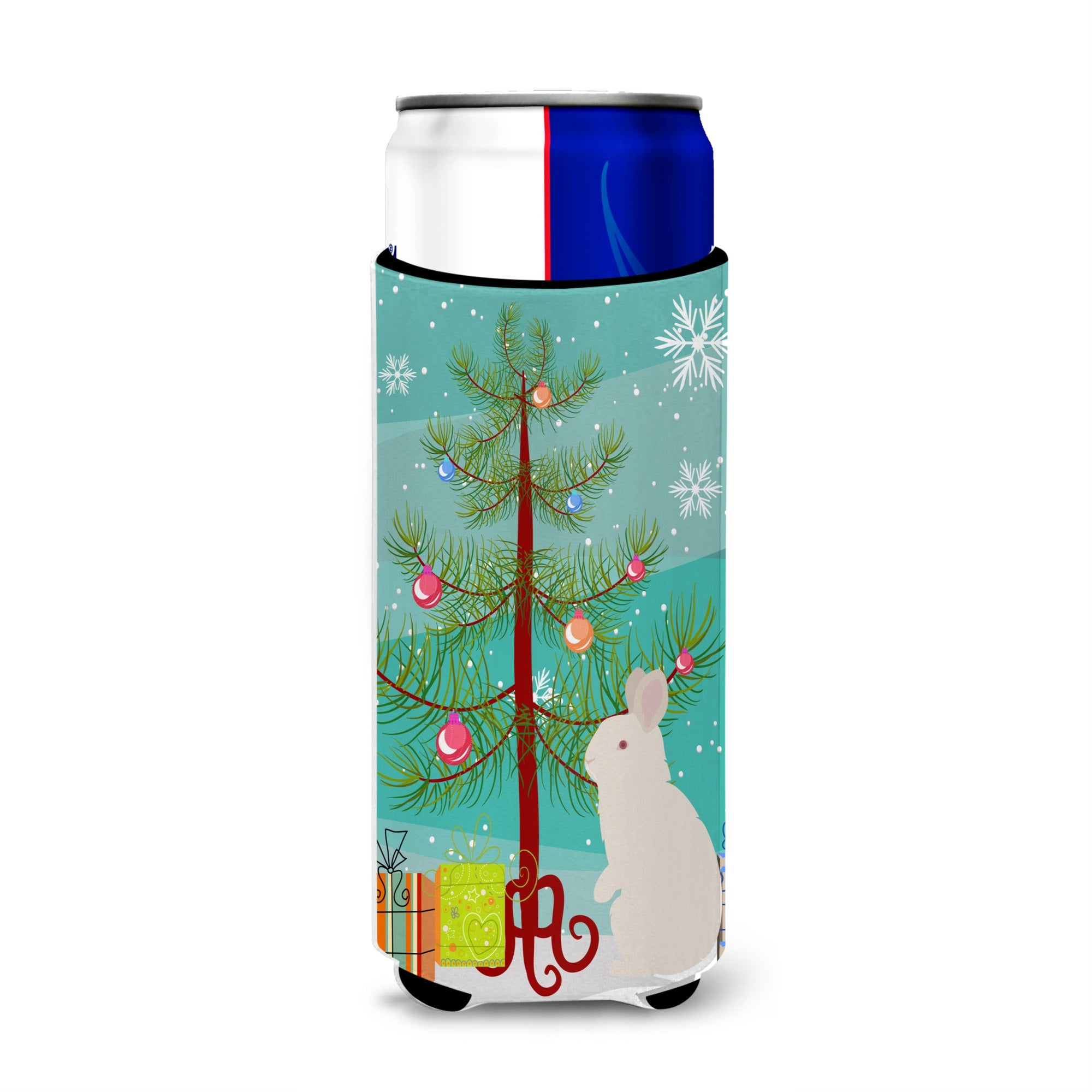 Caroline'S Treasures New Zealand White Rabbit Christmas Decorative Can Hugger, Slim, Multicolor