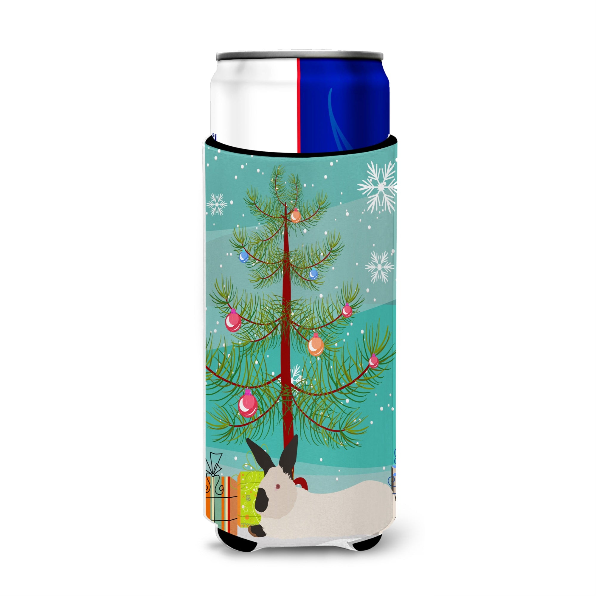 Caroline'S Treasures California White Rabbit Christmas Decorative Can Hugger, Slim, Multicolor