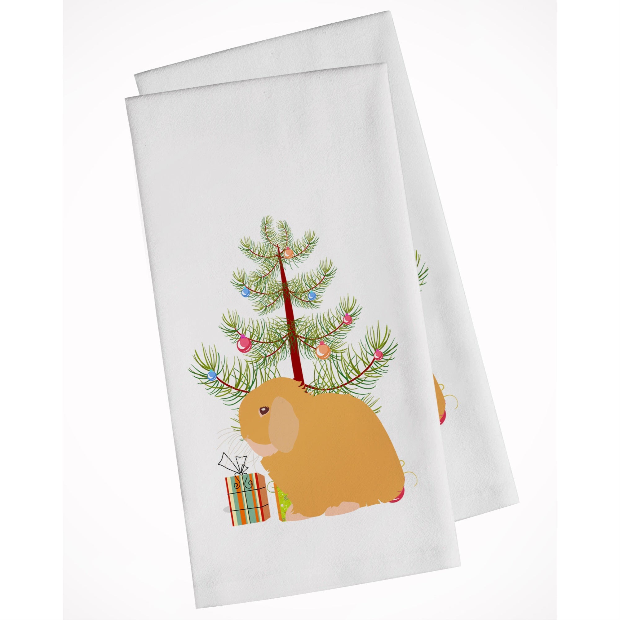Holland Lop Rabbit Christmas White Kitchen Towel Set Of 2