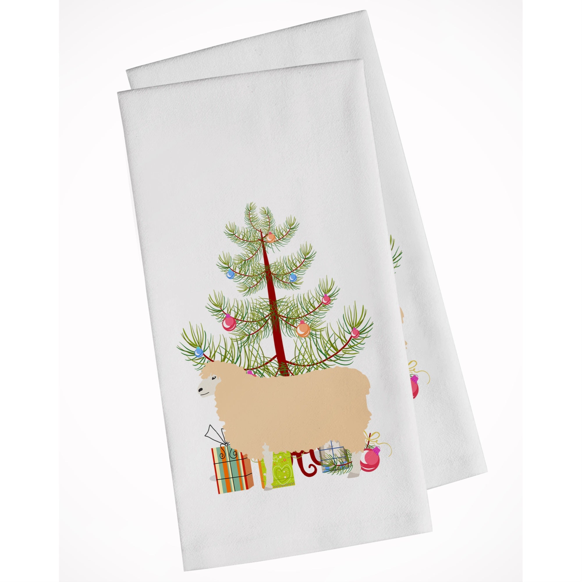 English Leicester Longwool Sheep Christmas White Kitchen Towel Set Of 2
