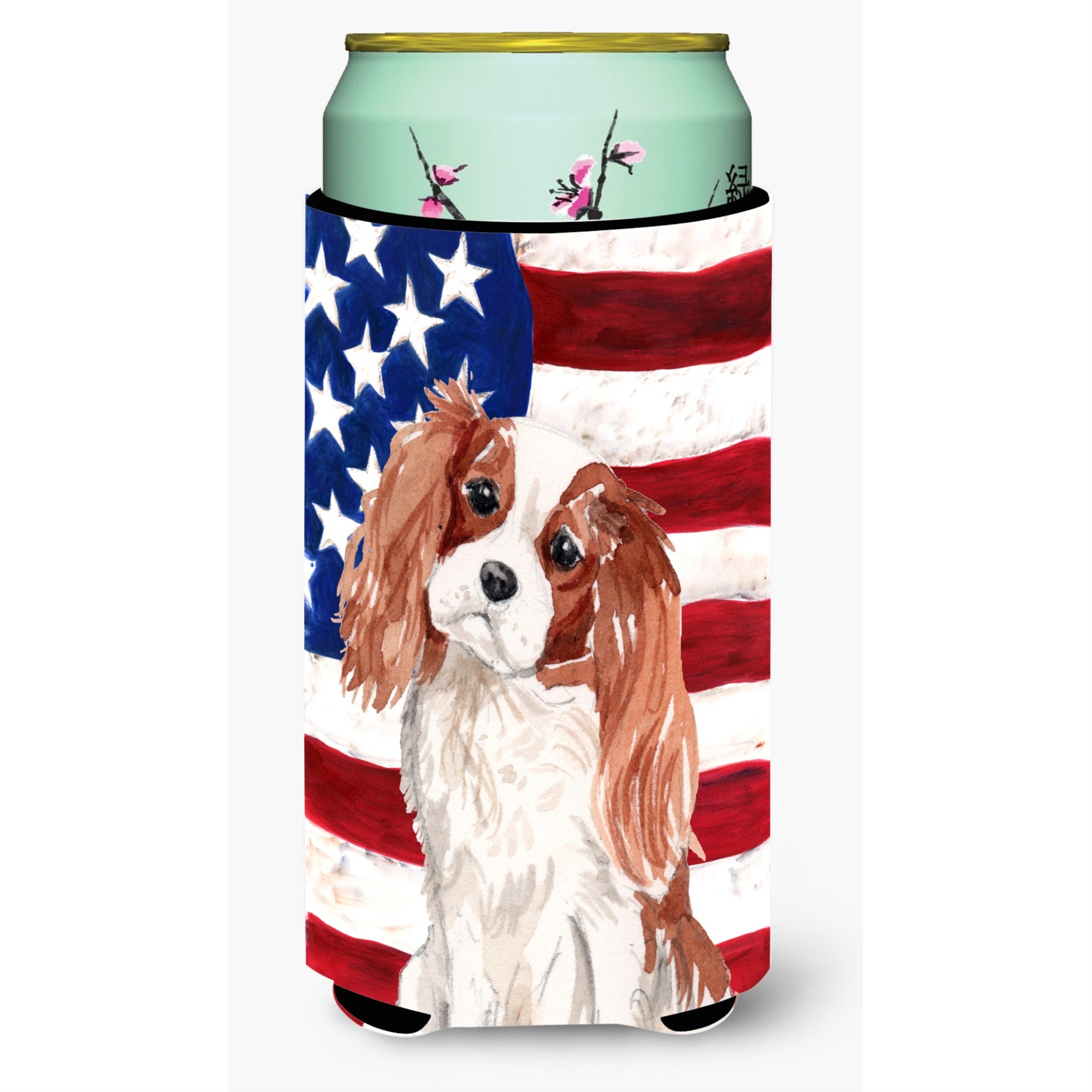 Caroline'S Treasures Blenheim Cavalier Spaniel Patriotic Decorative Can Hugger, Tall, Multicolor