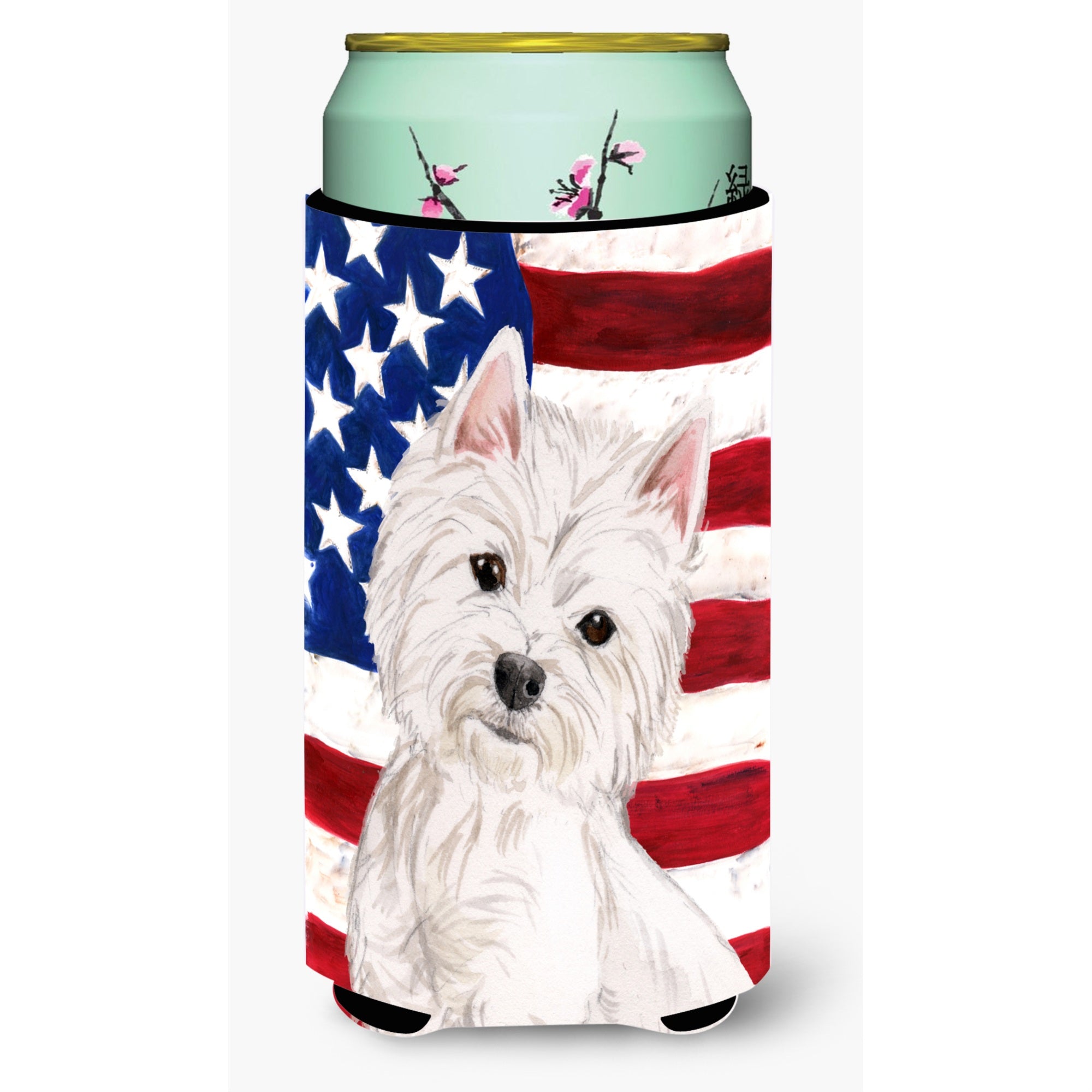 Caroline'S Treasures Westie Patriotic Decorative Can Hugger, Tall, Multicolor
