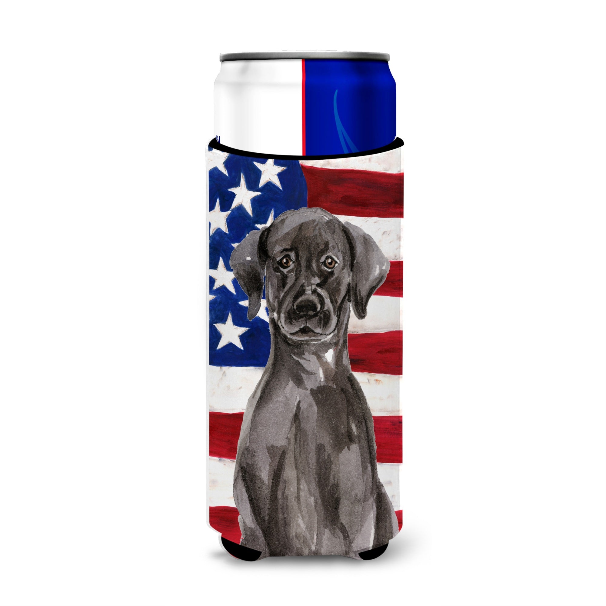 Caroline'S Treasures Black Labrador Patriotic Decorative Can Hugger, Slim, Multicolor