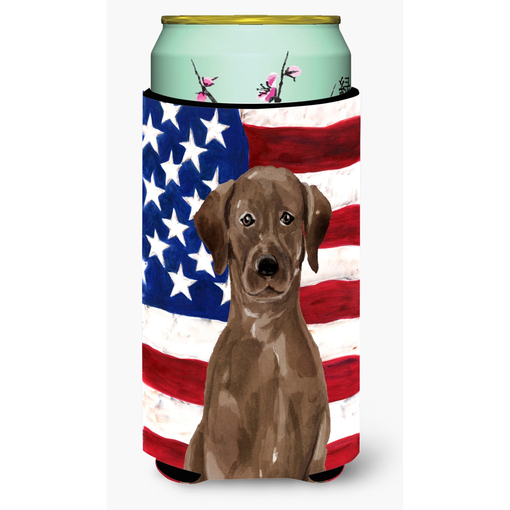 Caroline'S Treasures Chocolate Labrador Patriotic Decorative Can Hugger, Tall, Multicolor