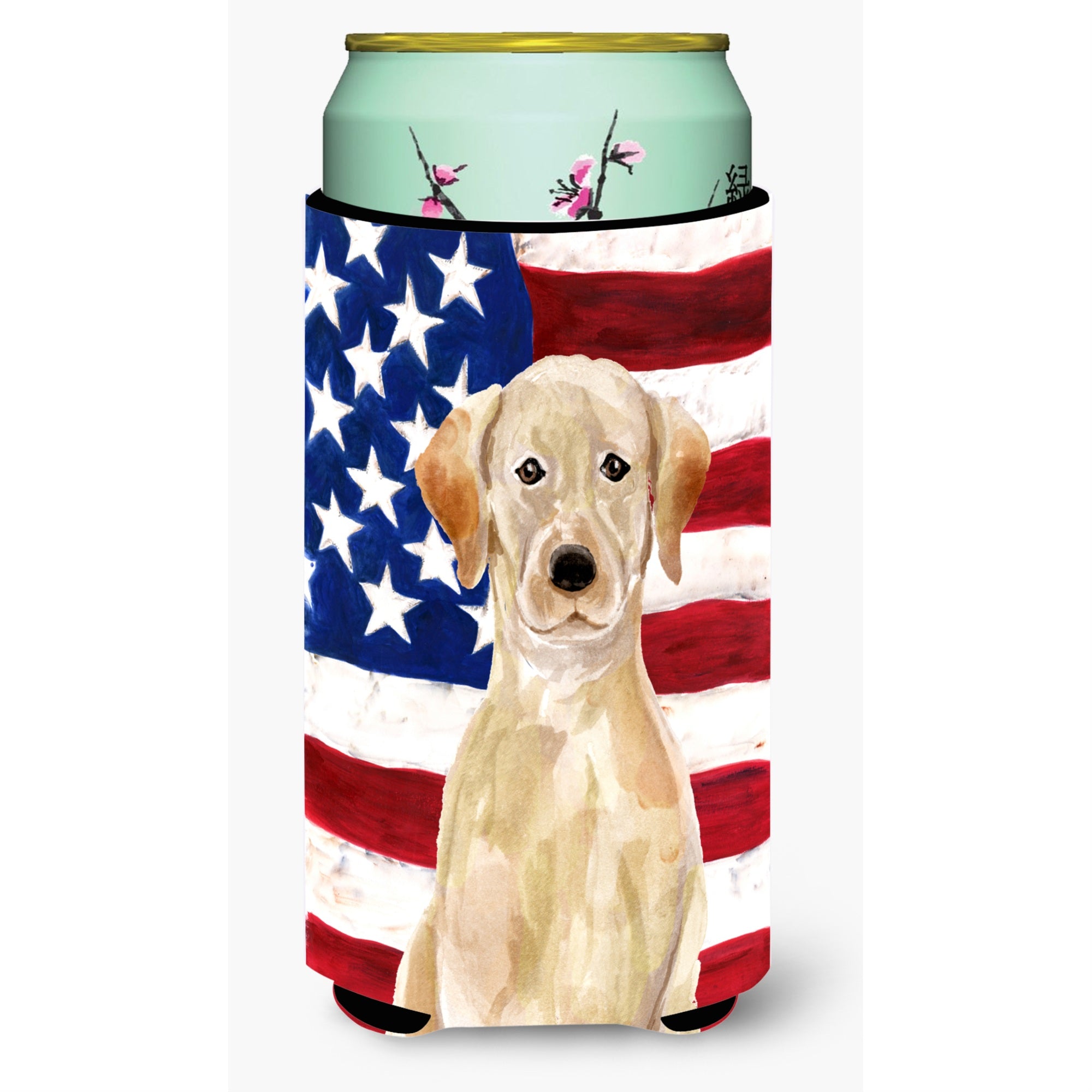 Caroline'S Treasures Yellow Labrador Patriotic Decorative Can Hugger, Tall, Multicolor