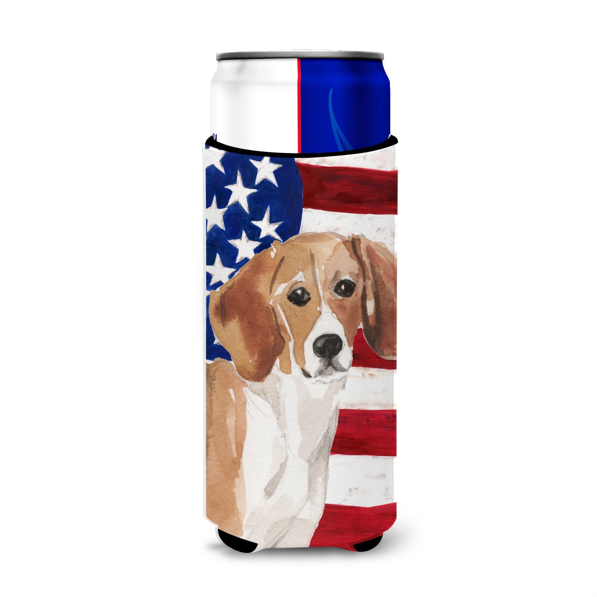 Caroline'S Treasures Beagle Patriotic Decorative Can Hugger, Slim, Multicolor