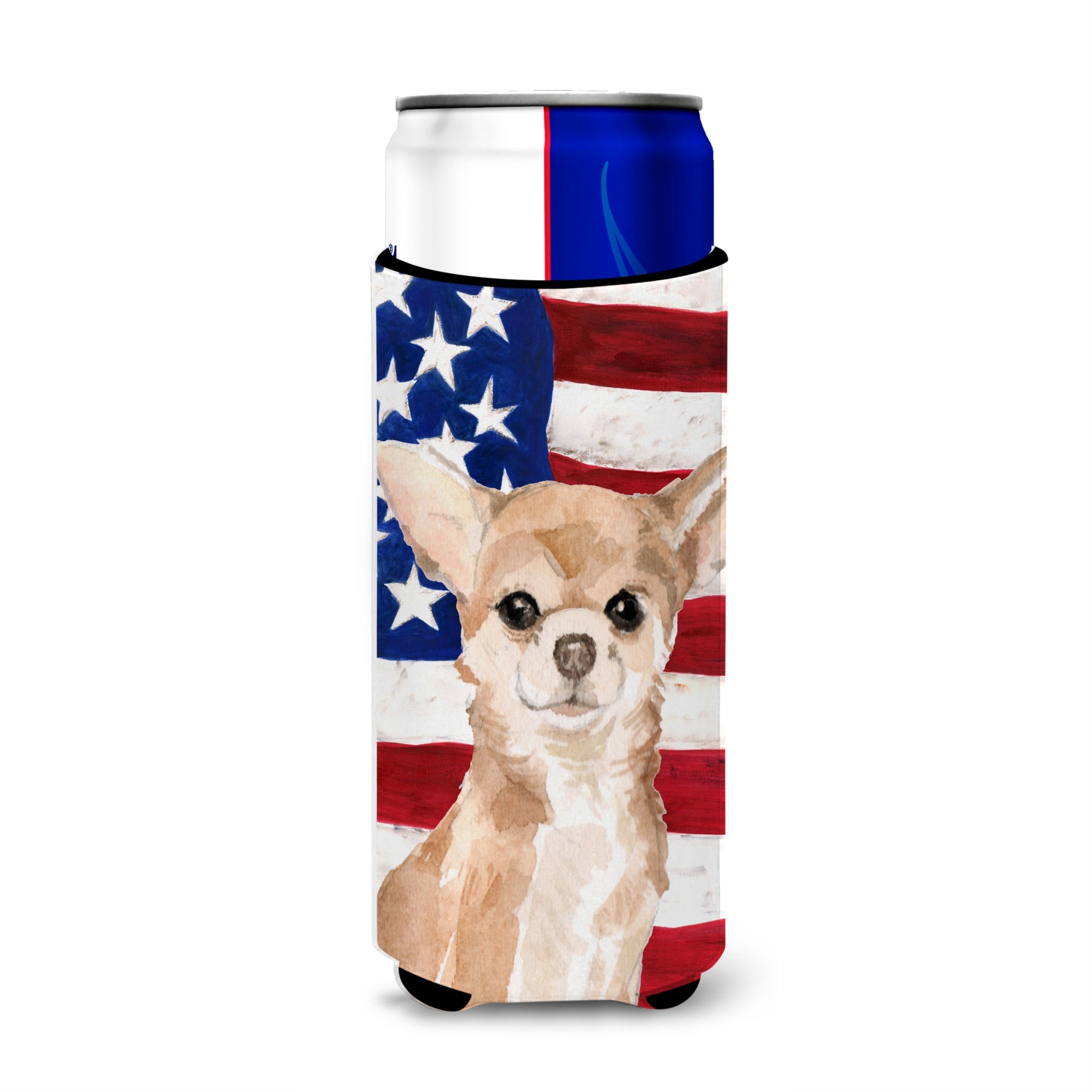 Caroline'S Treasures Chihuahua Patriotic Decorative Can Hugger, Slim, Multicolor