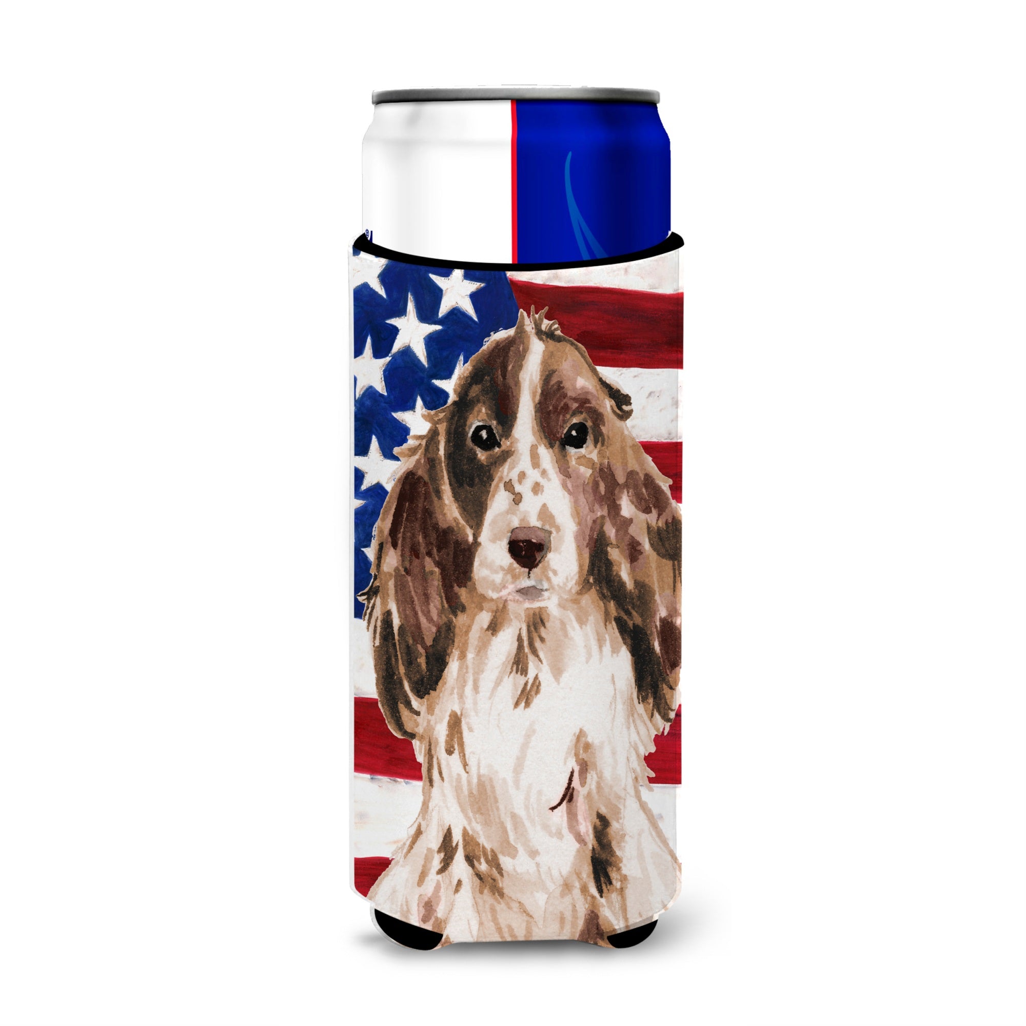 Caroline'S Treasures Brown Parti Patriotic Decorative Can Hugger, Slim, Multicolor