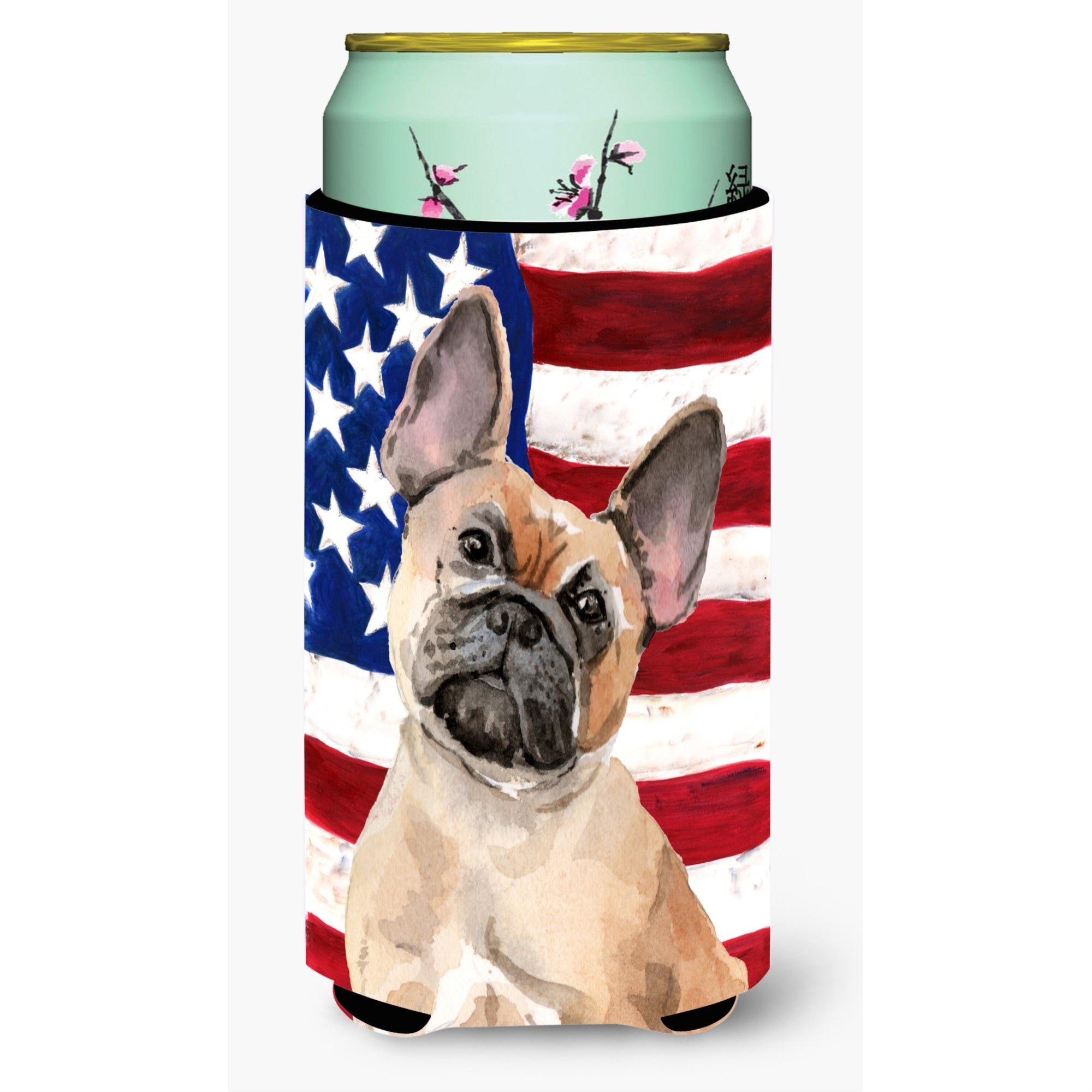 Caroline'S Treasures Fawn French Bulldog Patriotic Decorative Can Hugger, Tall, Multicolor
