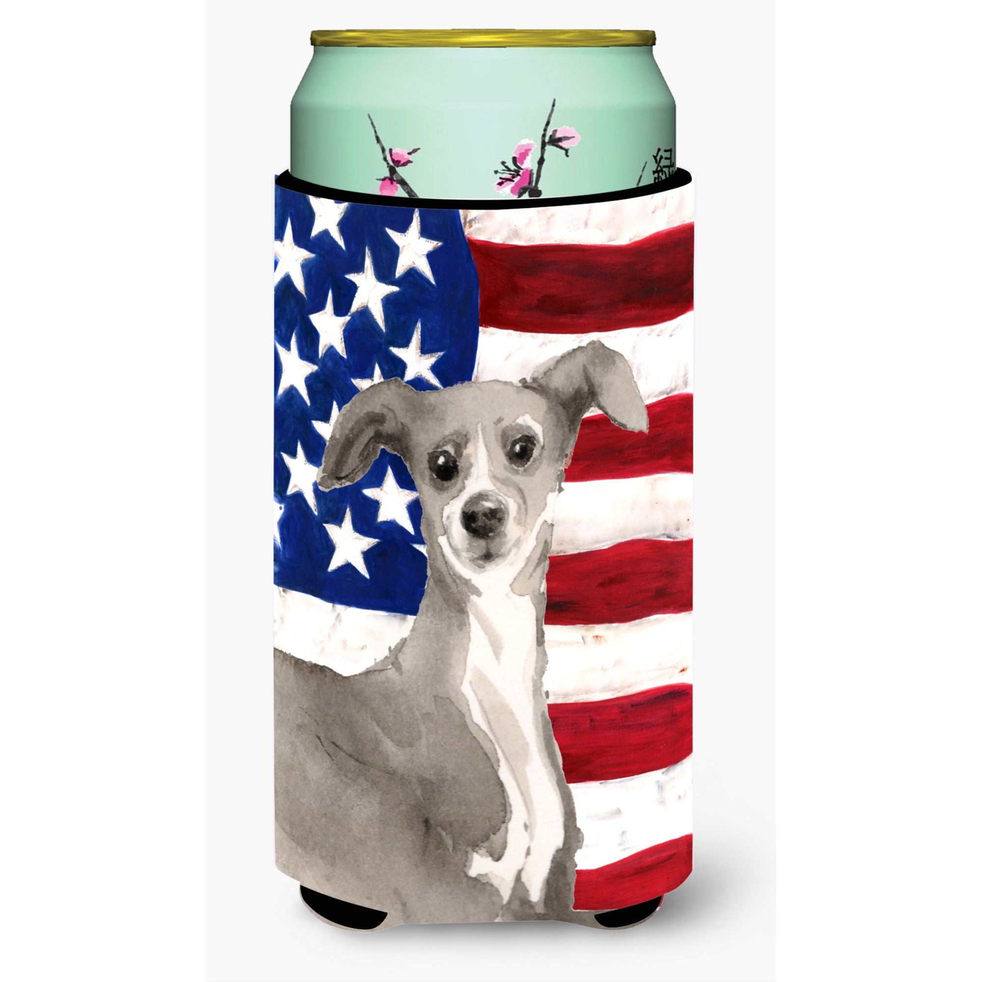 Caroline'S Treasures Italian Greyhound Patriotic Decorative Can Hugger, Tall, Multicolor