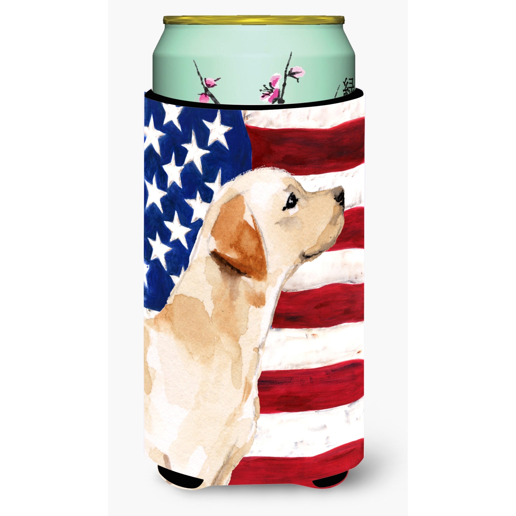 Caroline'S Treasures Yellow Labrador #2 Patriotic Decorative Can Hugger, Tall, Multicolor