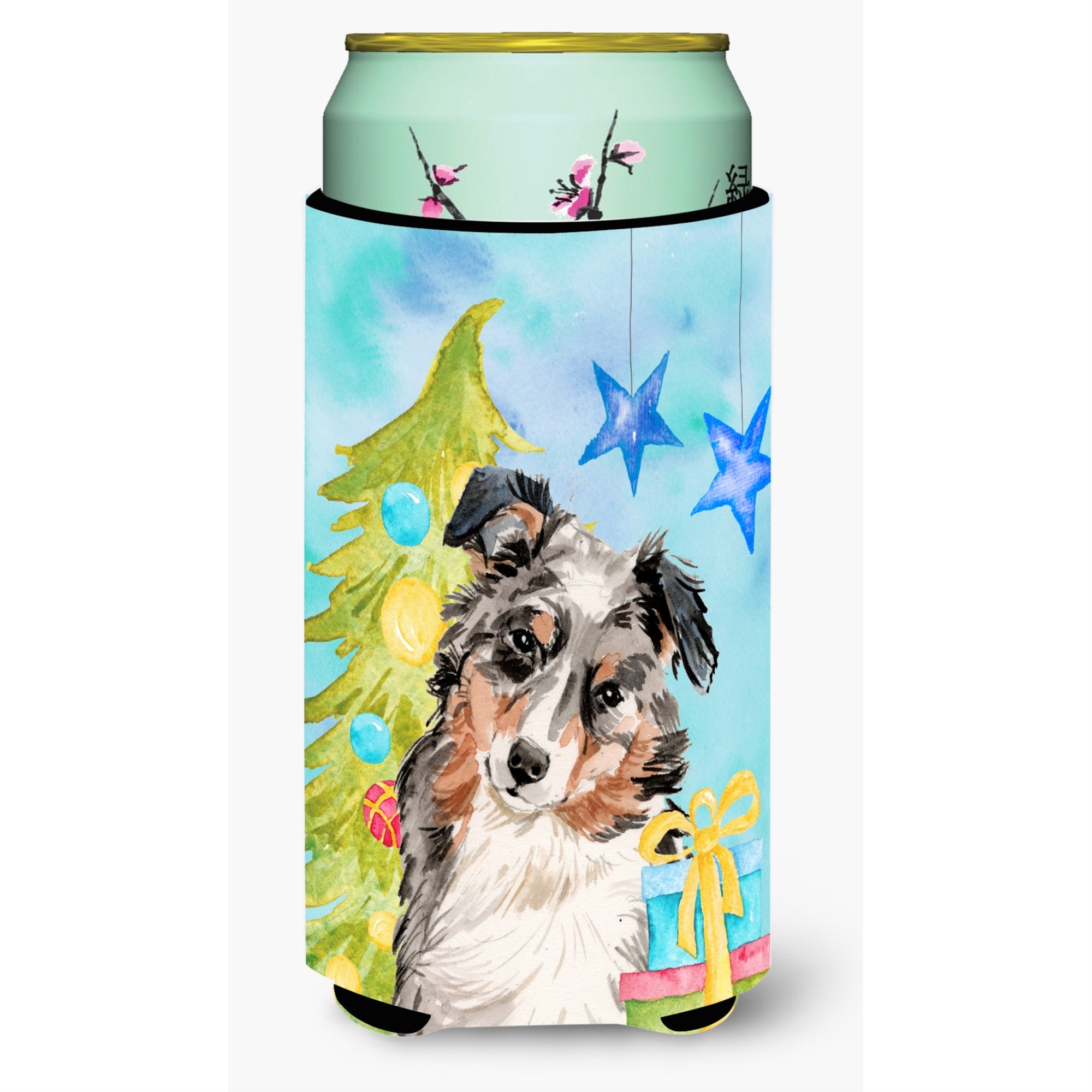 Caroline'S Treasures Australian Shepherd Christmas Decorative Can Hugger, Tall, Multicolor