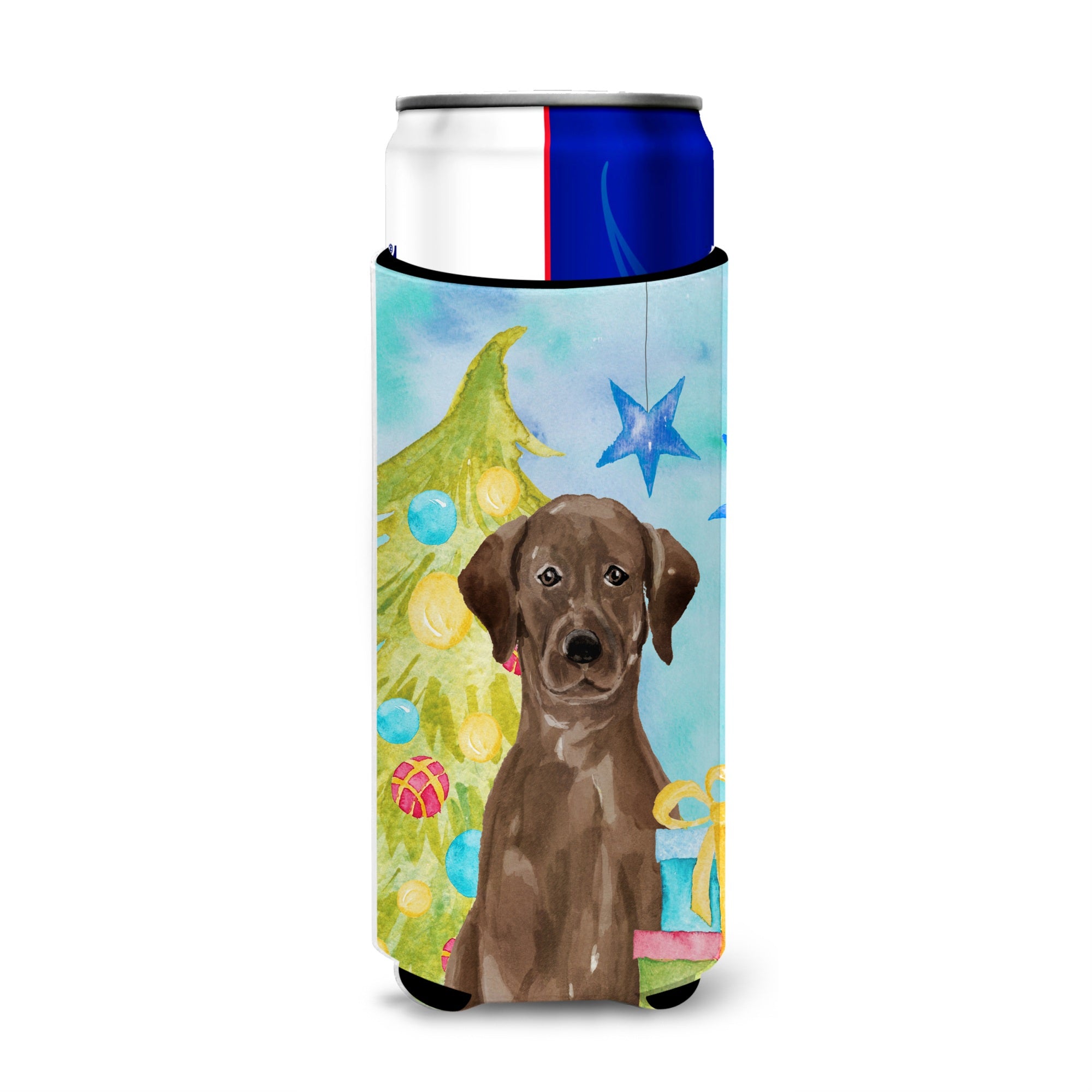 Caroline'S Treasures Chocolate Labrador Christmas Decorative Can Hugger, Slim, Multicolor