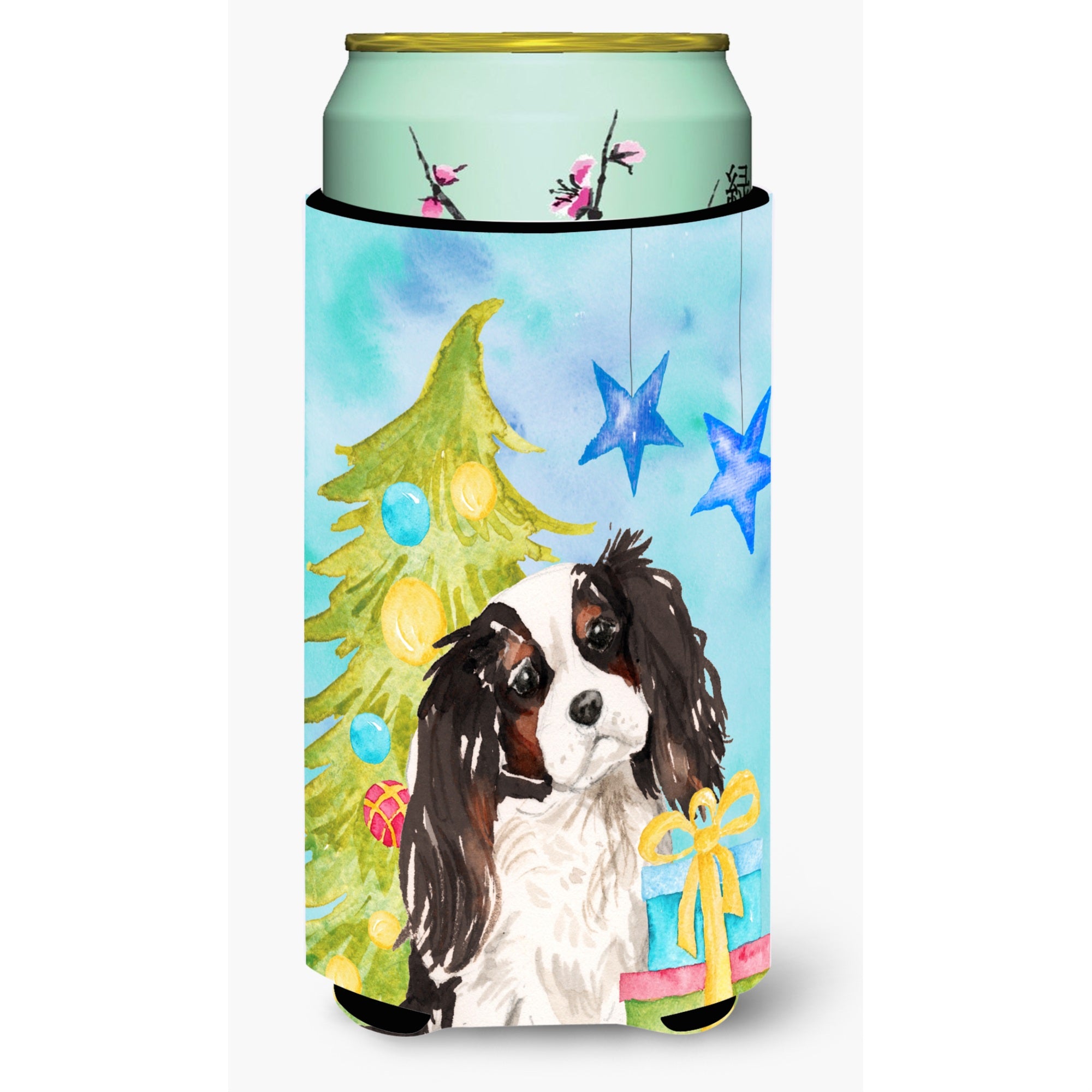 Caroline'S Treasures Tricolor Cavalier Spaniel Christmas Decorative Can Hugger, Tall, Multicolor