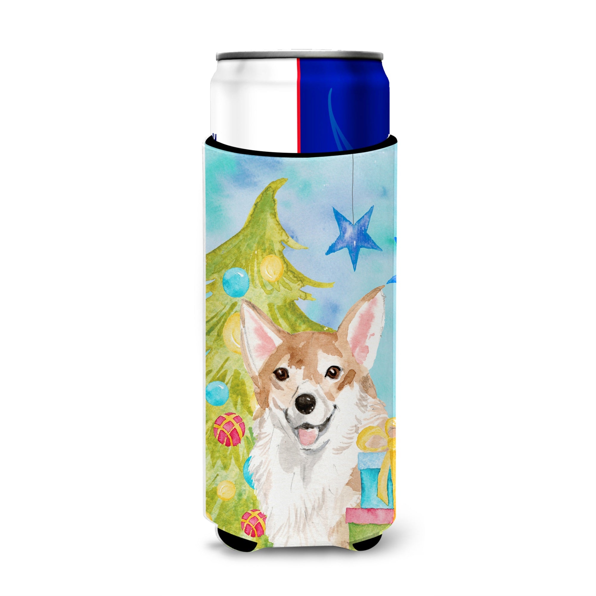 Caroline'S Treasures Corgi Christmas Decorative Can Hugger, Slim, Multicolor