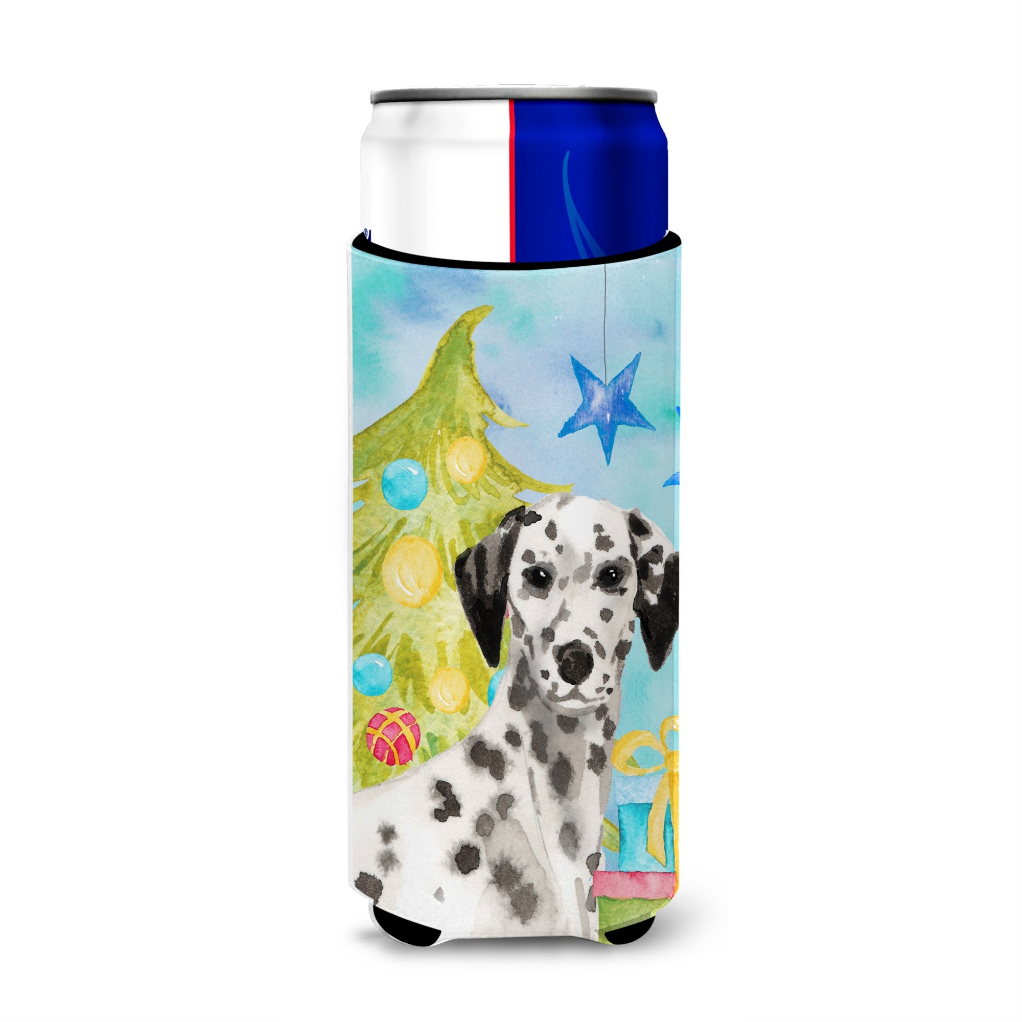Caroline'S Treasures Dalmatian Christmas Decorative Can Hugger, Slim, Multicolor