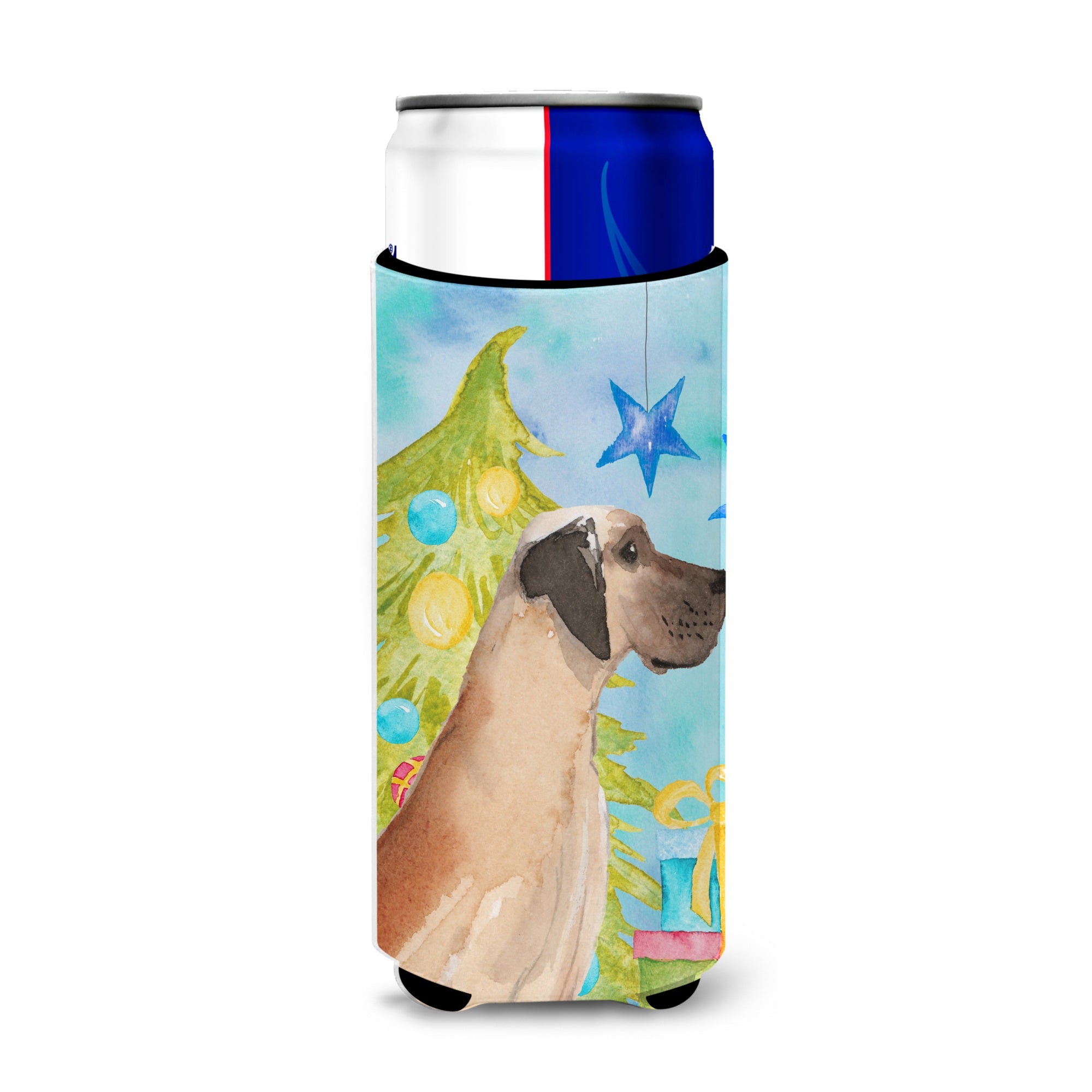 Caroline'S Treasures Fawn Natural Dane Christmas Decorative Can Hugger, Slim, Multicolor