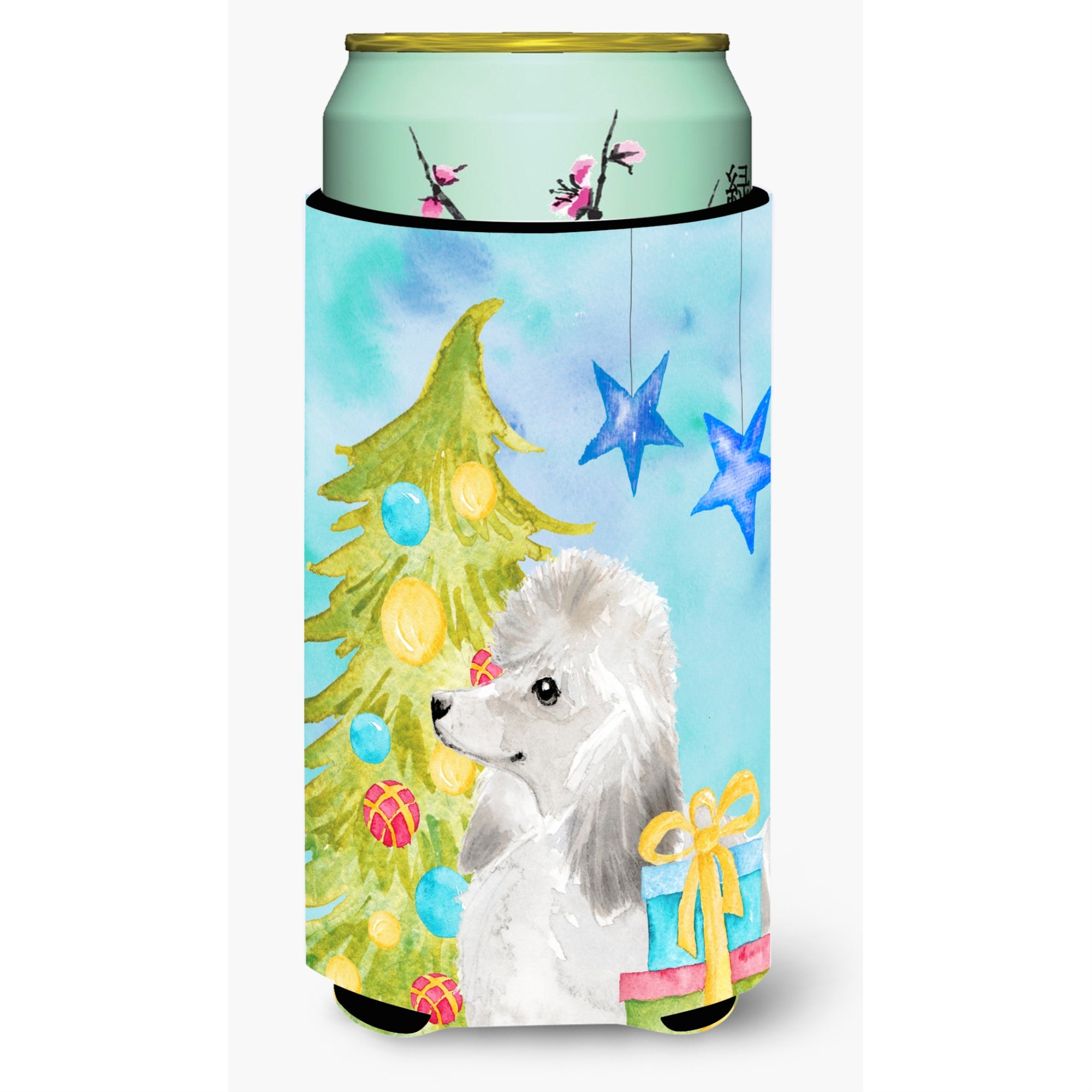 Caroline'S Treasures White Standard Poodle Christmas Decorative Can Hugger, Tall, Multicolor