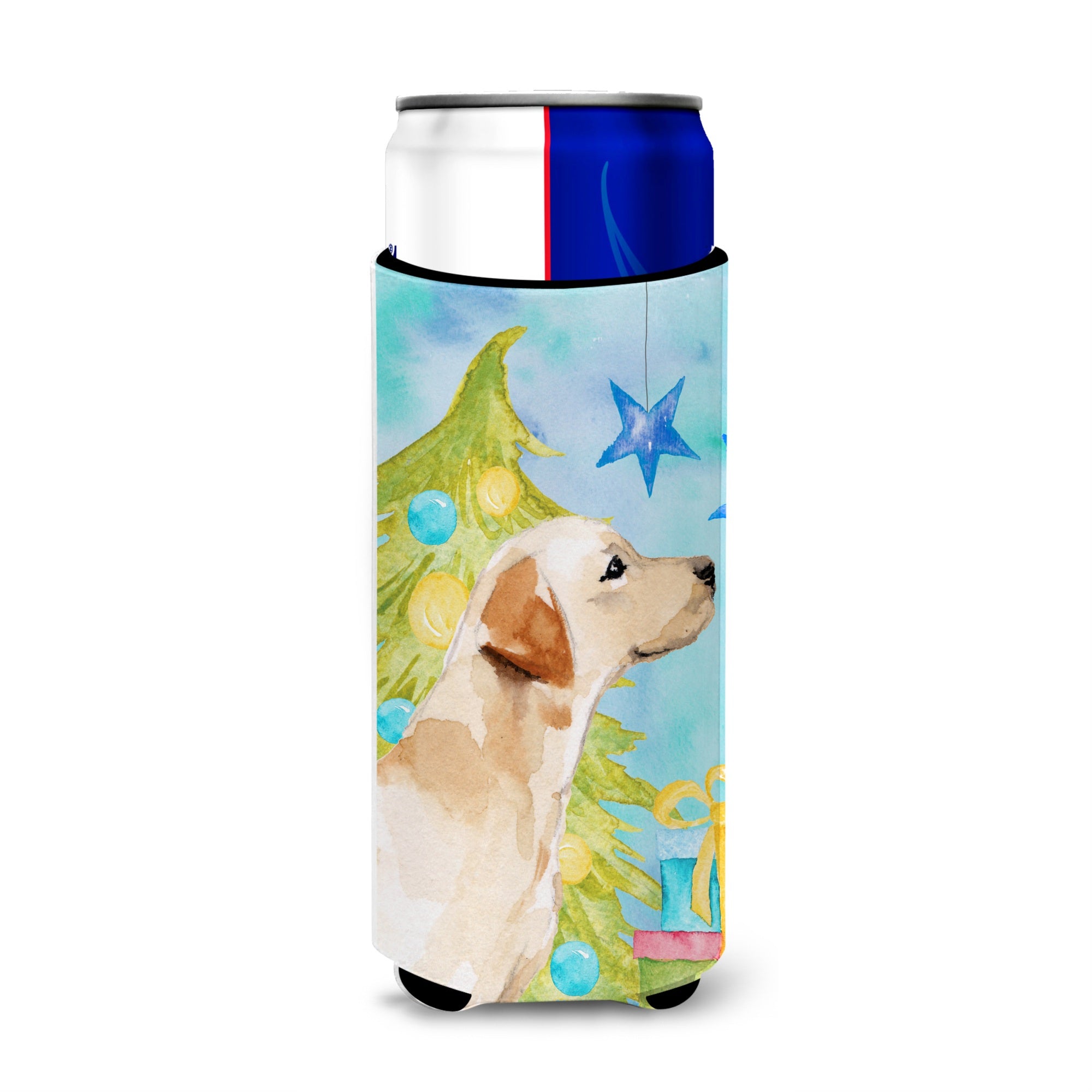 Caroline'S Treasures Yellow Labrador #2 Christmas Decorative Can Hugger, Slim, Multicolor