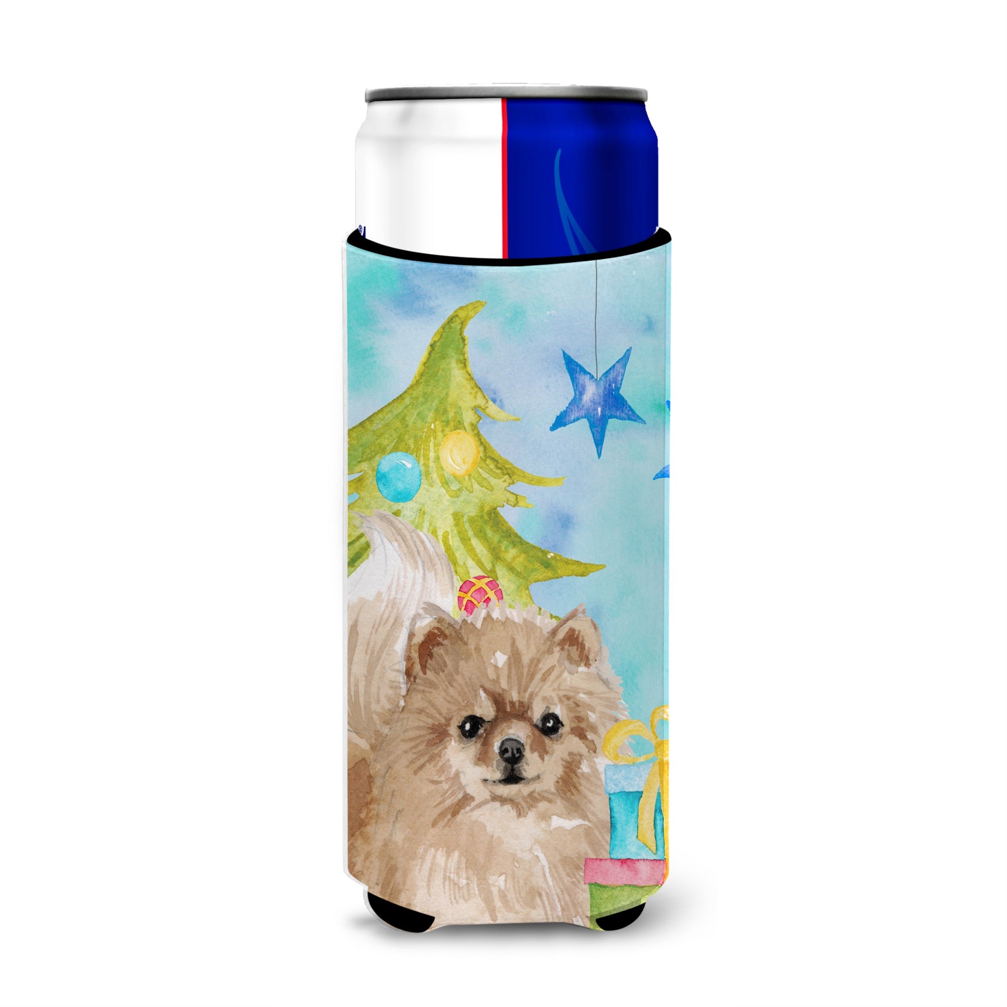 Caroline'S Treasures Pomeranian Christmas Decorative Can Hugger, Slim, Multicolor