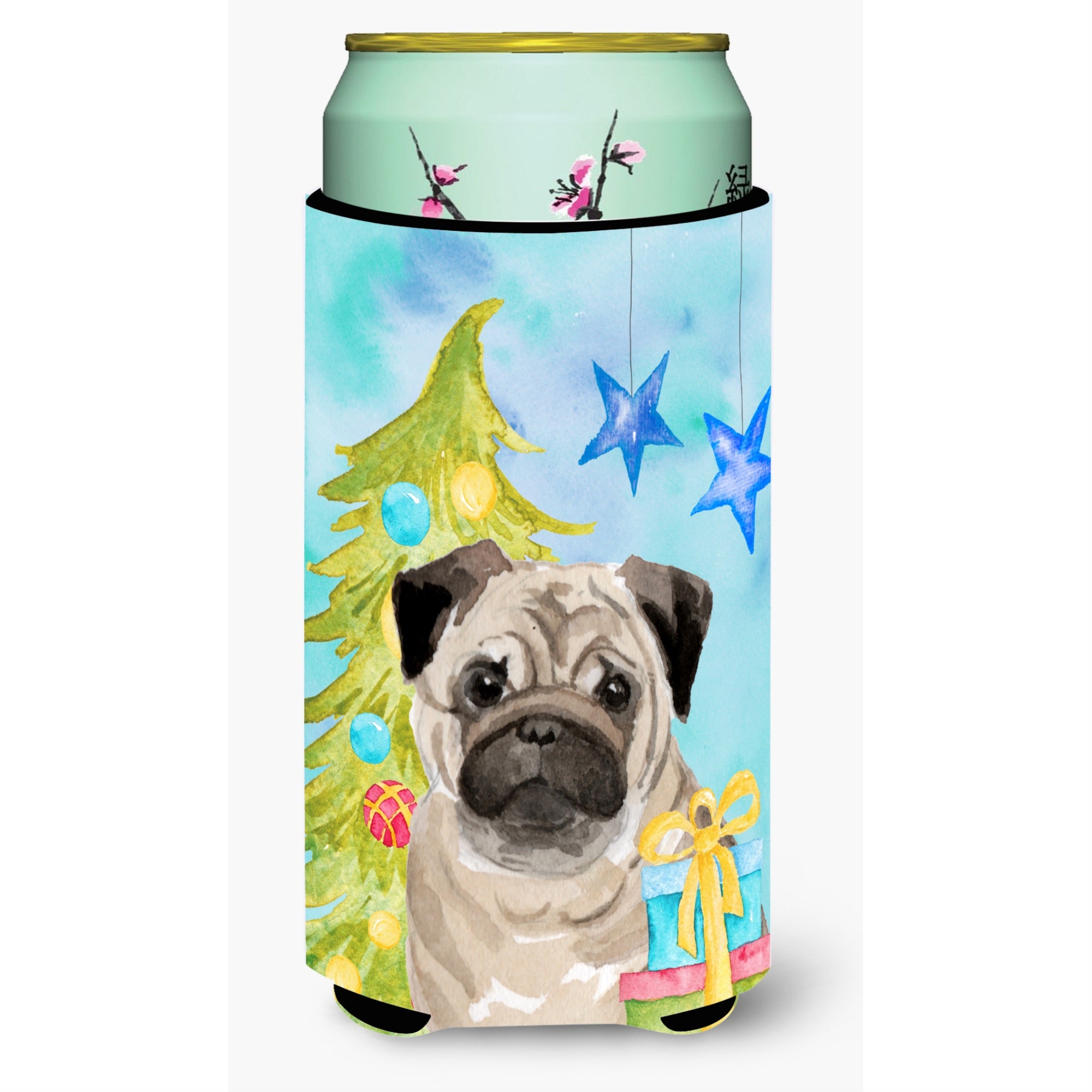 Caroline'S Treasures Fawn Pug Christmas Decorative Can Hugger, Tall, Multicolor