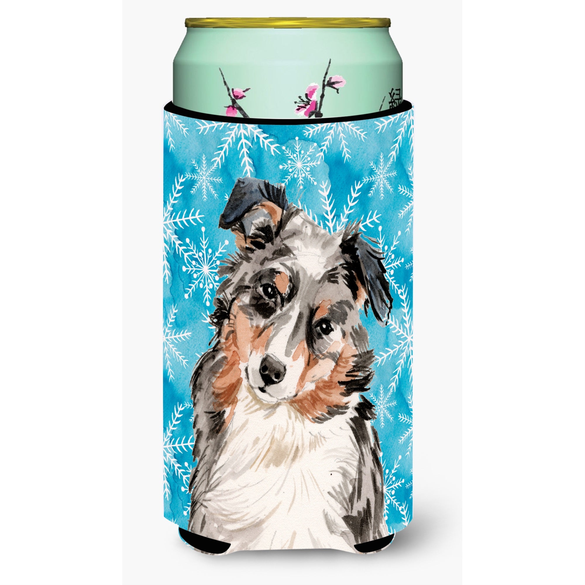 Caroline'S Treasures Australian Shepherd Winter Decorative Can Hugger, Tall, Multicolor