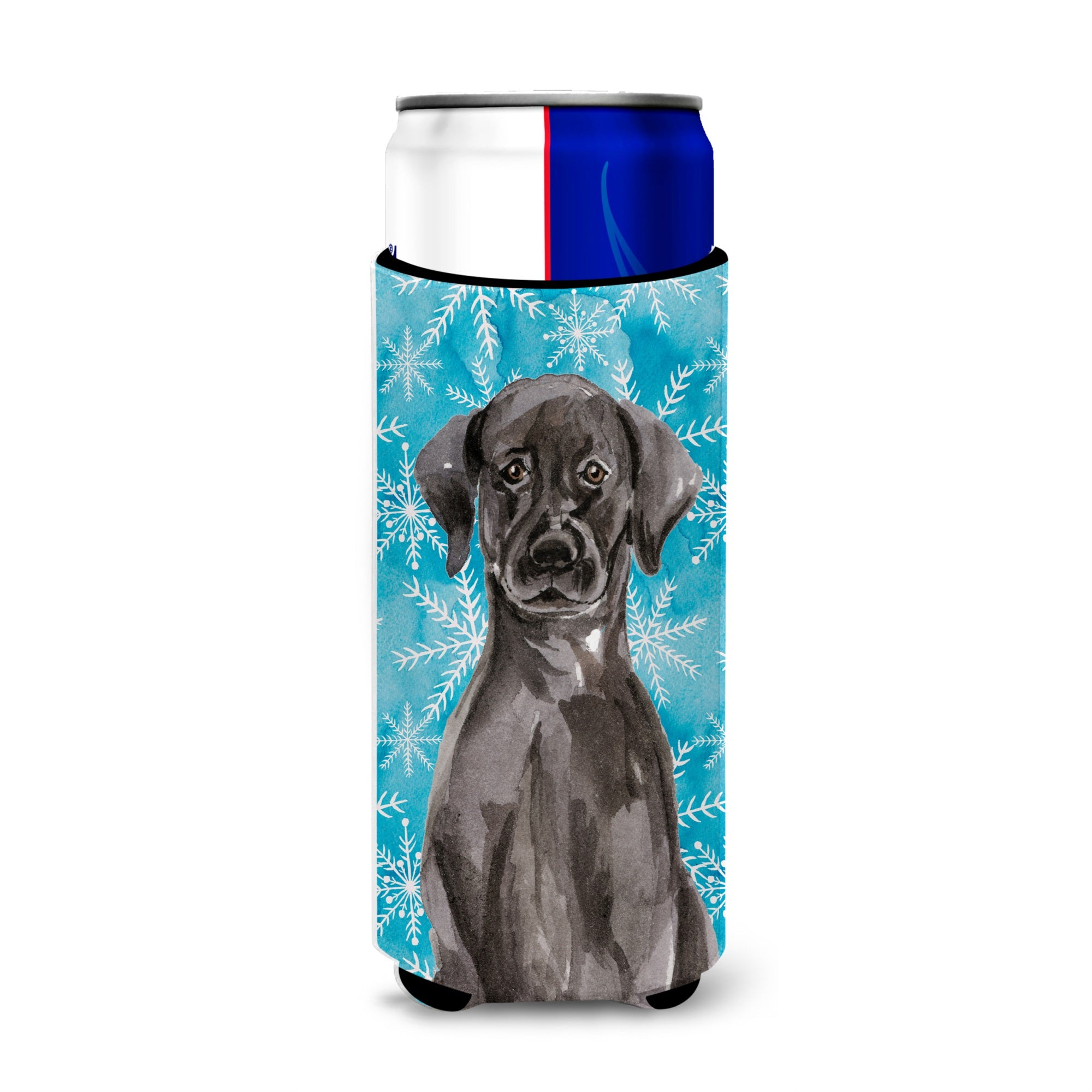 Caroline'S Treasures Black Labrador Winter Decorative Can Hugger, Slim, Multicolor