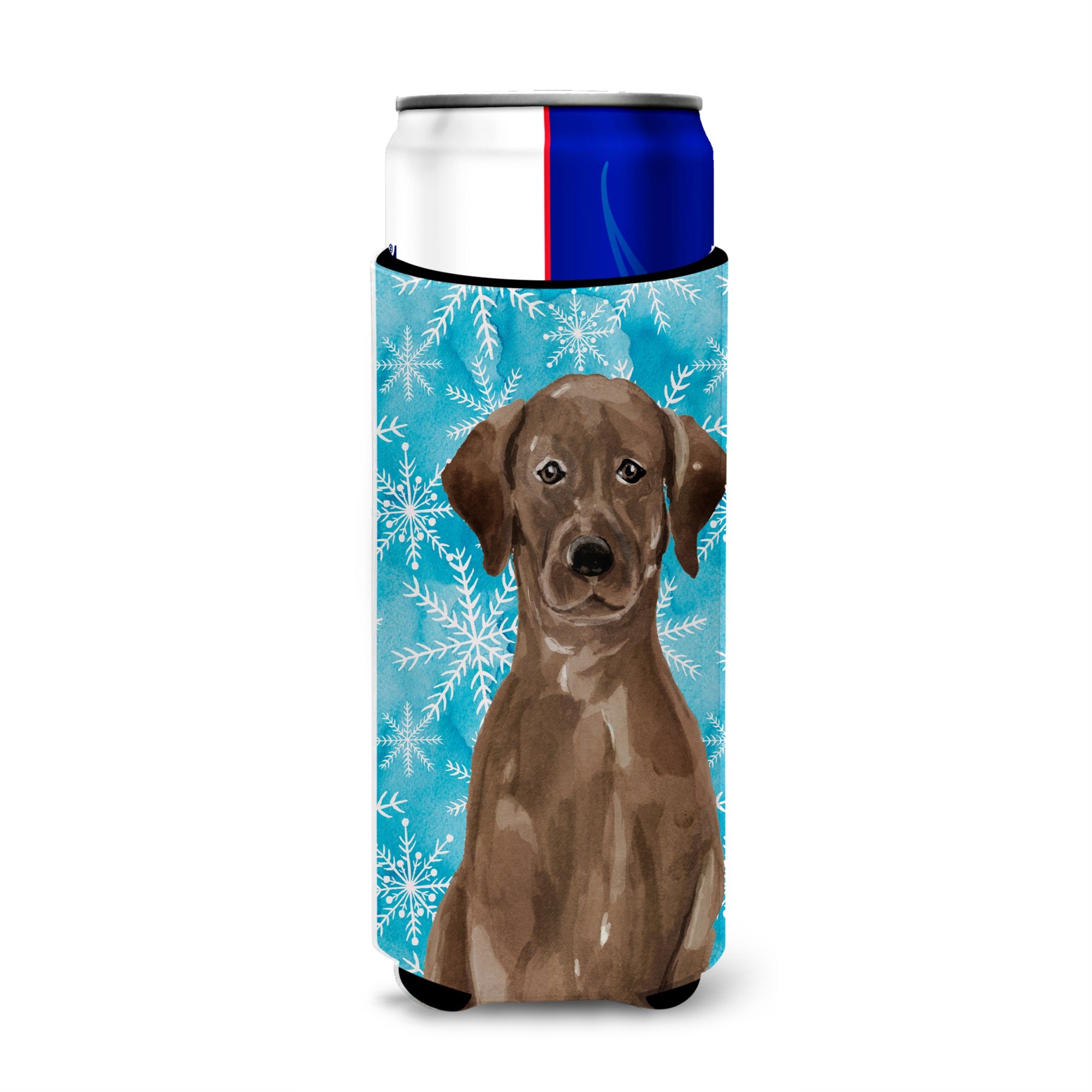Caroline'S Treasures Chocolate Labrador Winter Decorative Can Hugger, Slim, Multicolor