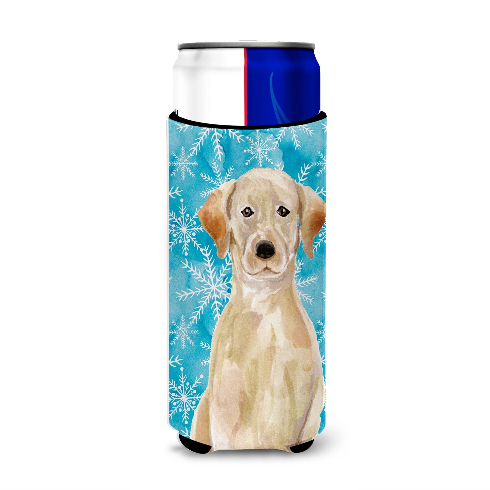 Caroline'S Treasures Yellow Labrador Winter Decorative Can Hugger, Slim, Multicolor