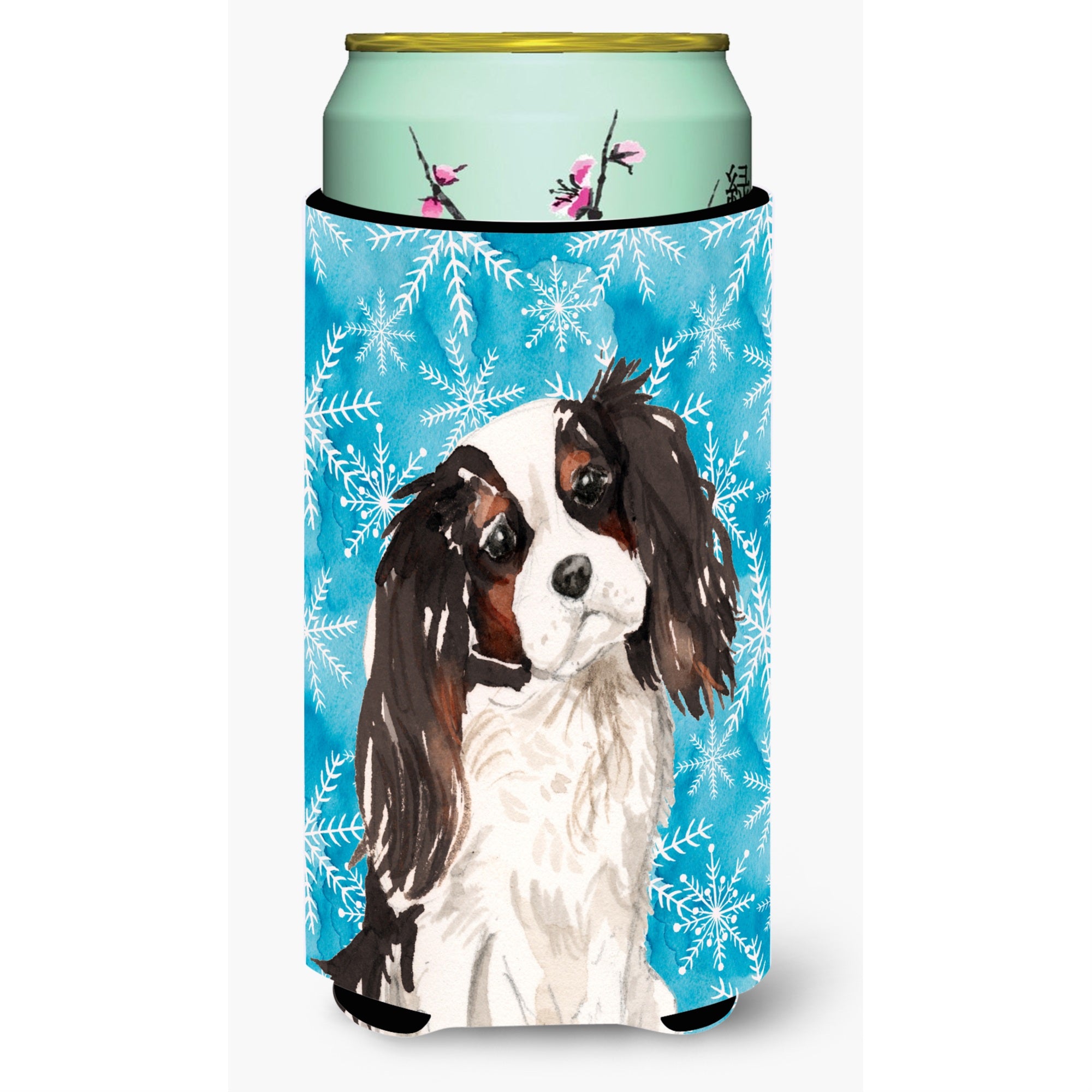 Caroline'S Treasures Tricolor Cavalier Spaniel Winter Decorative Can Hugger, Tall, Multicolor