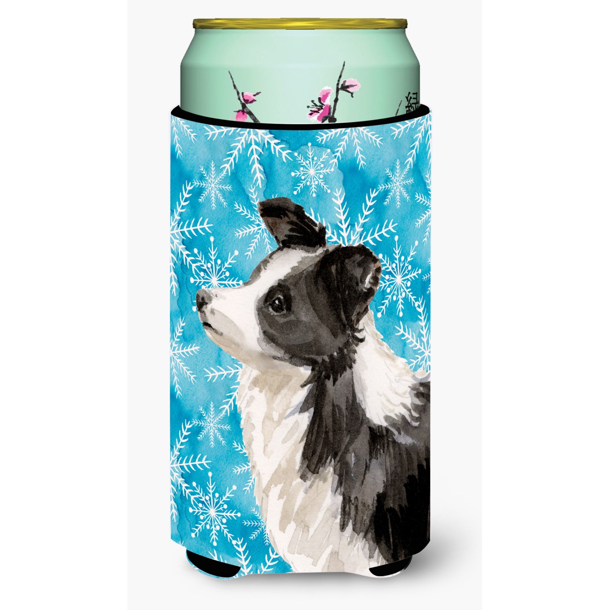 Caroline'S Treasures Border Collie Winter Decorative Can Hugger, Tall, Multicolor