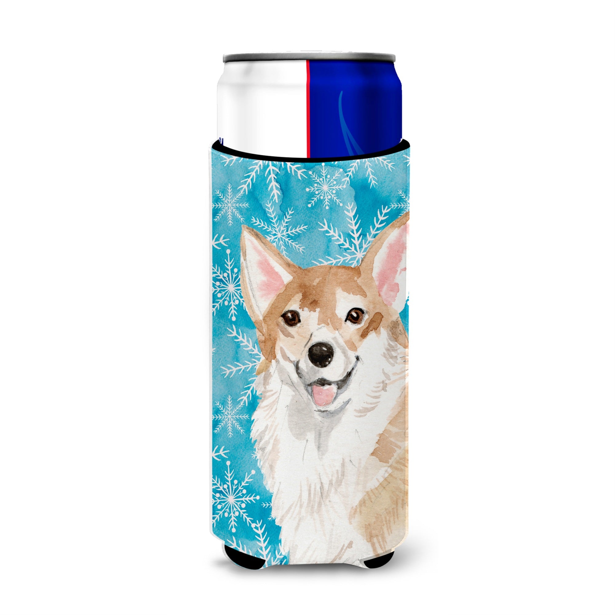 Caroline'S Treasures Corgi Winter Decorative Can Hugger, Slim, Multicolor