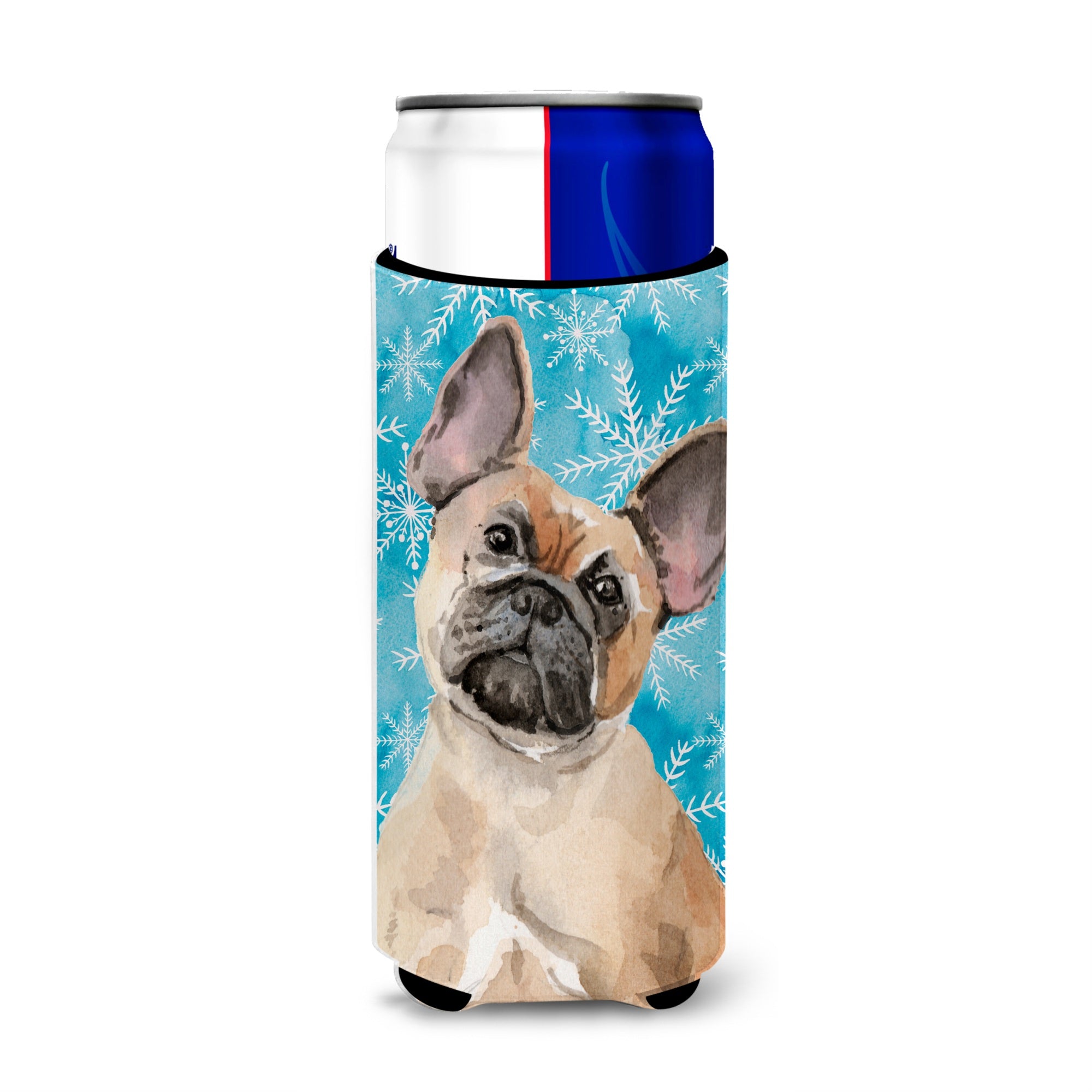 Caroline'S Treasures Fawn French Bulldog Winter Decorative Can Hugger, Slim, Multicolor