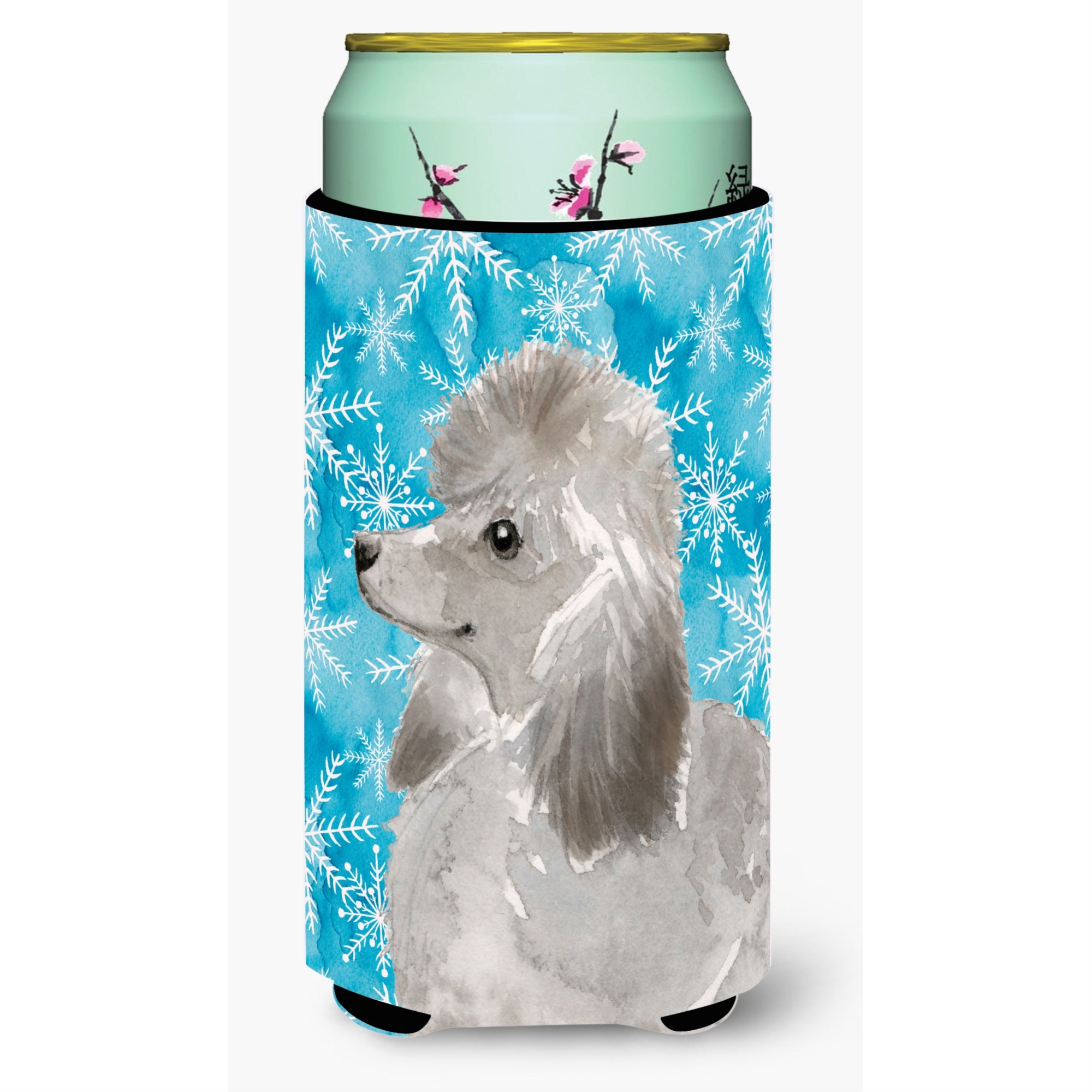 Caroline'S Treasures Grey Standard Poodle Winter Decorative Can Hugger, Tall, Multicolor