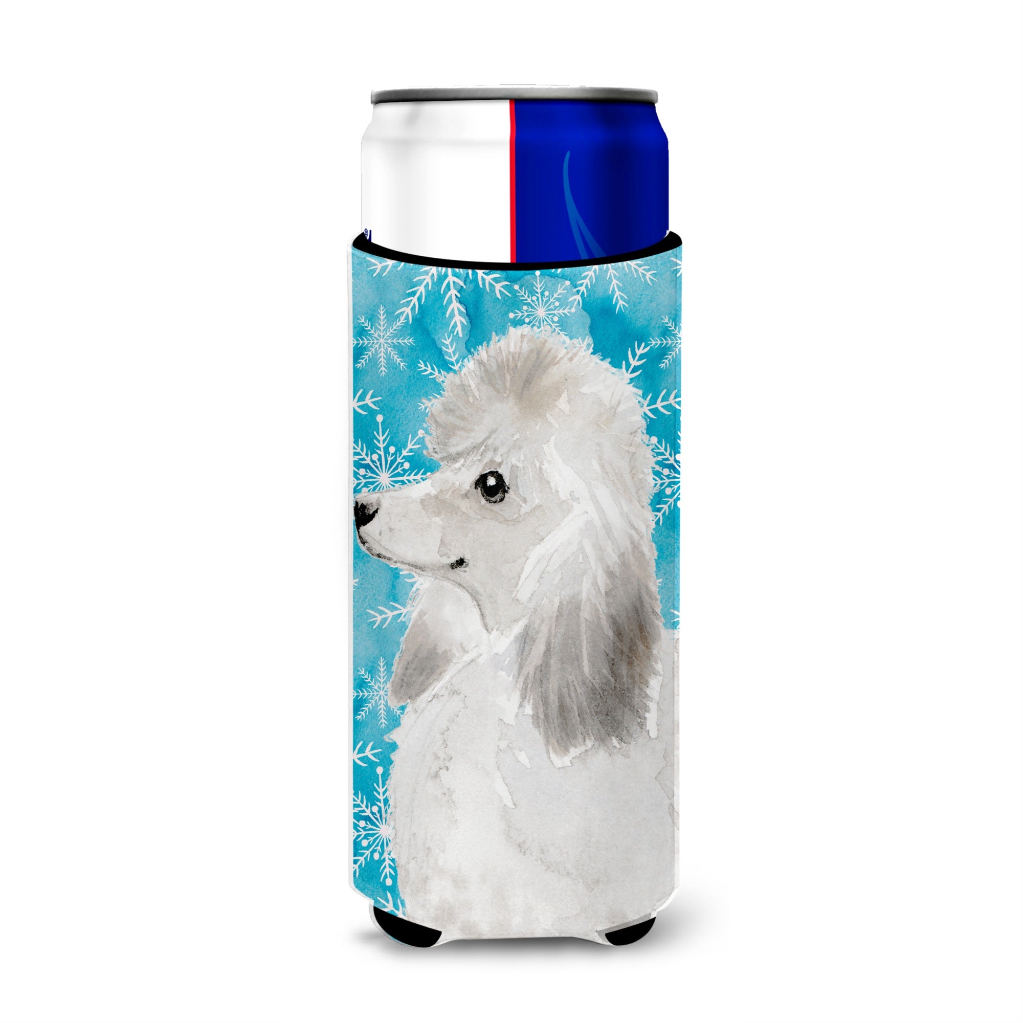 Caroline'S Treasures White Standard Poodle Winter Decorative Can Hugger, Slim, Multicolor