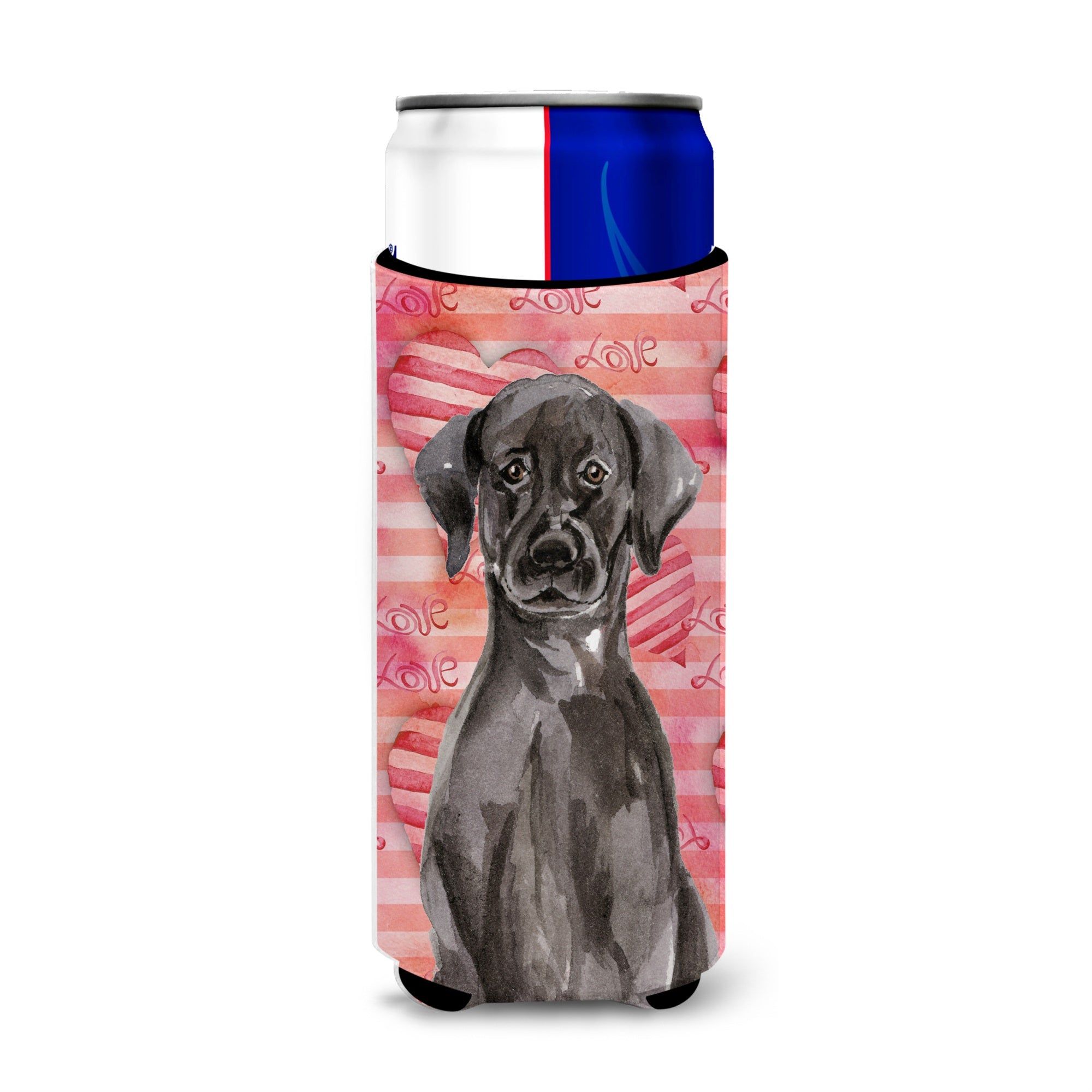 Caroline'S Treasures Black Labrador Love Decorative Can Hugger, Slim, Multicolor