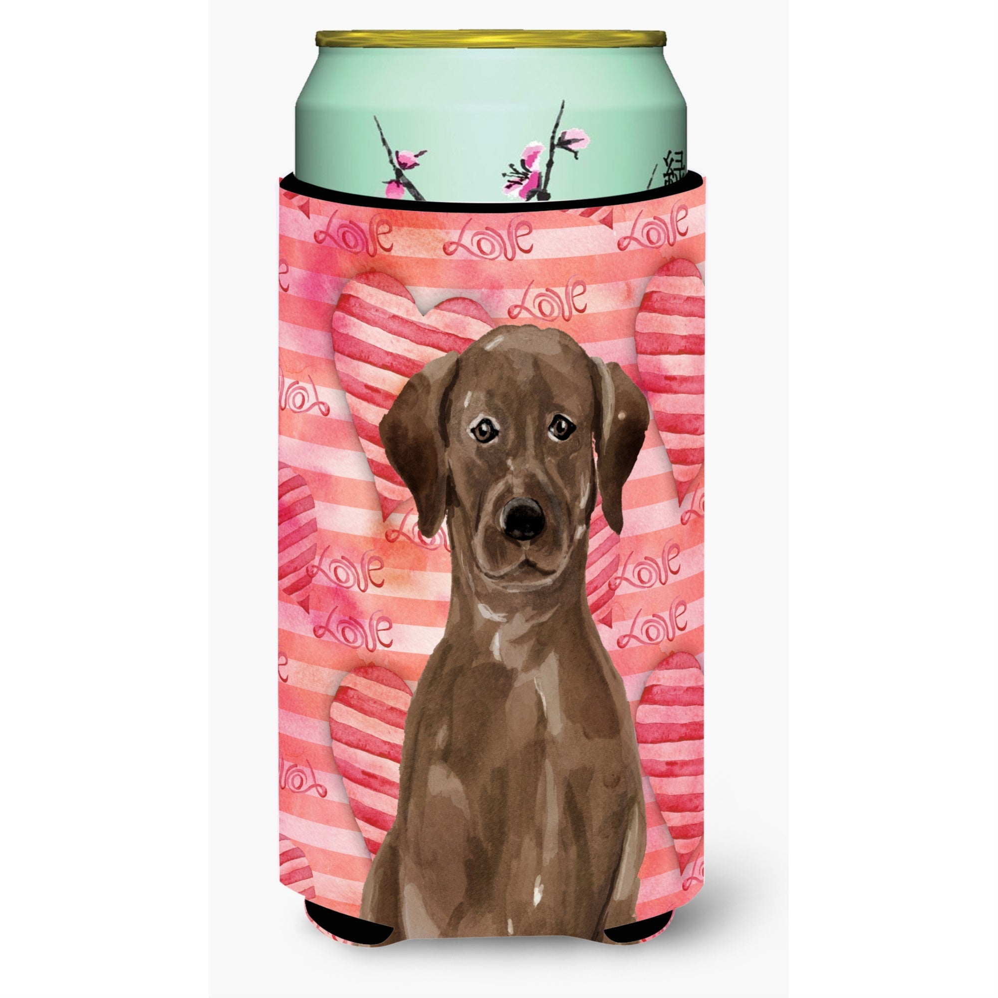 Caroline'S Treasures Chocolate Labrador Love Decorative Can Hugger, Tall, Multicolor