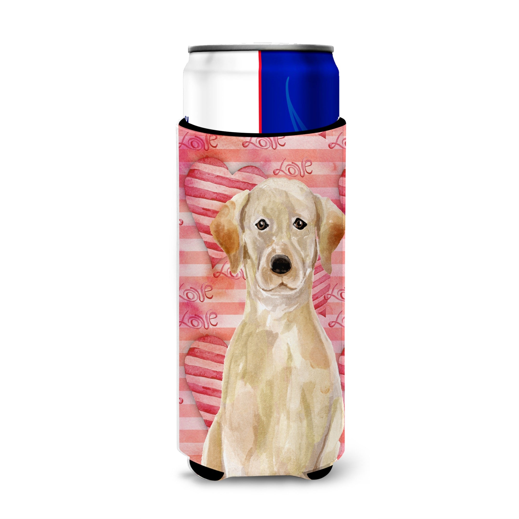 Caroline'S Treasures Yellow Labrador Love Decorative Can Hugger, Slim, Multicolor