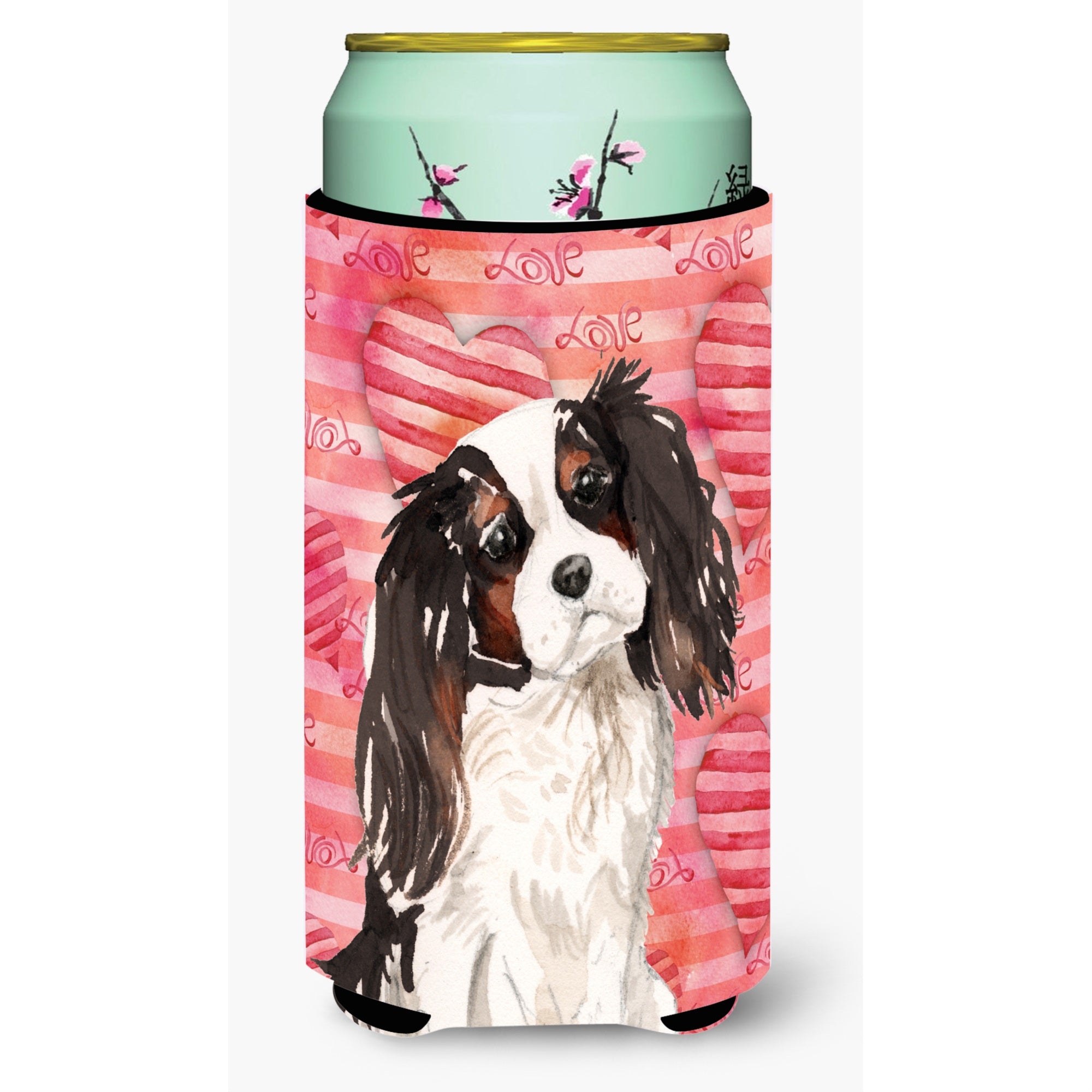 Caroline'S Treasures Tricolor Cavalier Spaniel Love Decorative Can Hugger, Tall, Multicolor